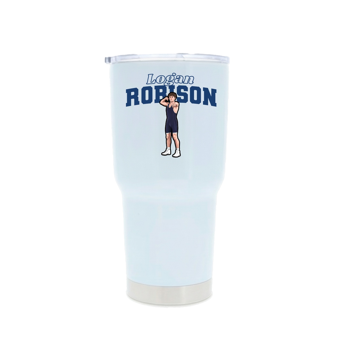 30oz Stainless Steel Tumbler — Name Arch in White