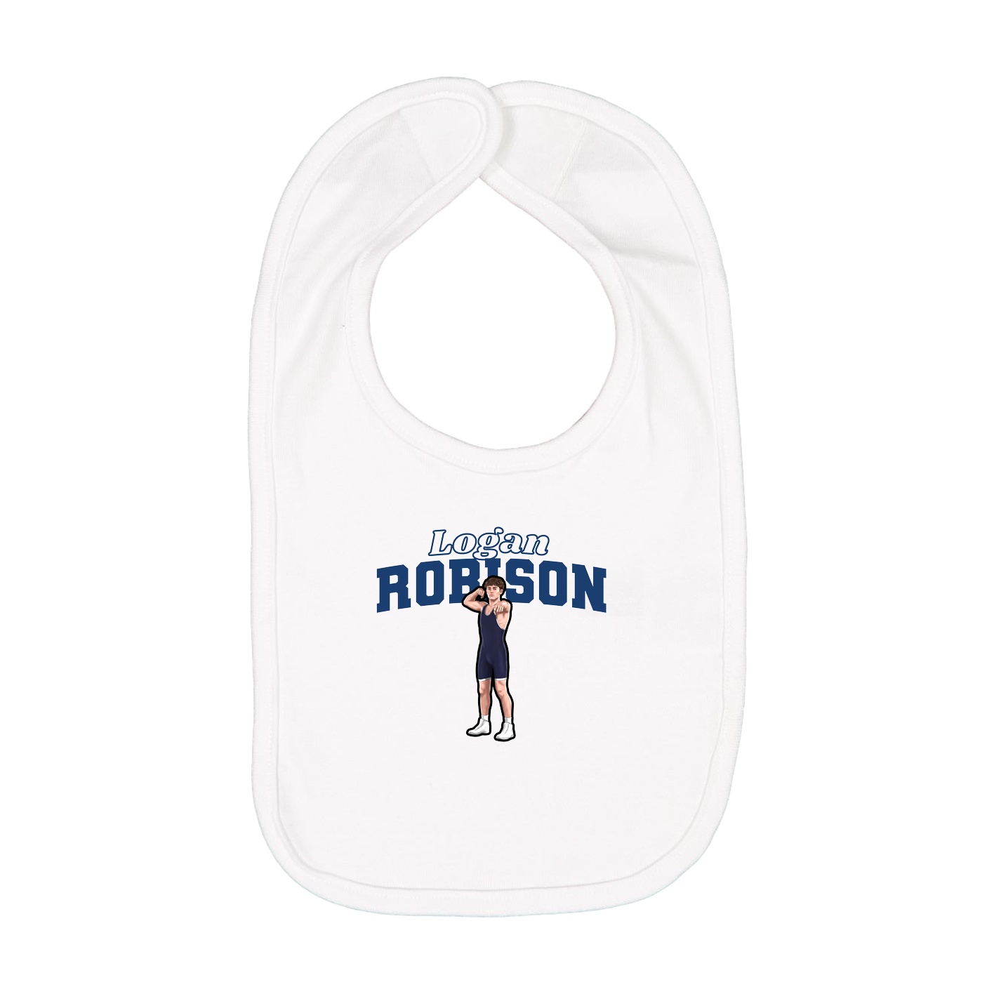 Infant Bib — Name Arch in White