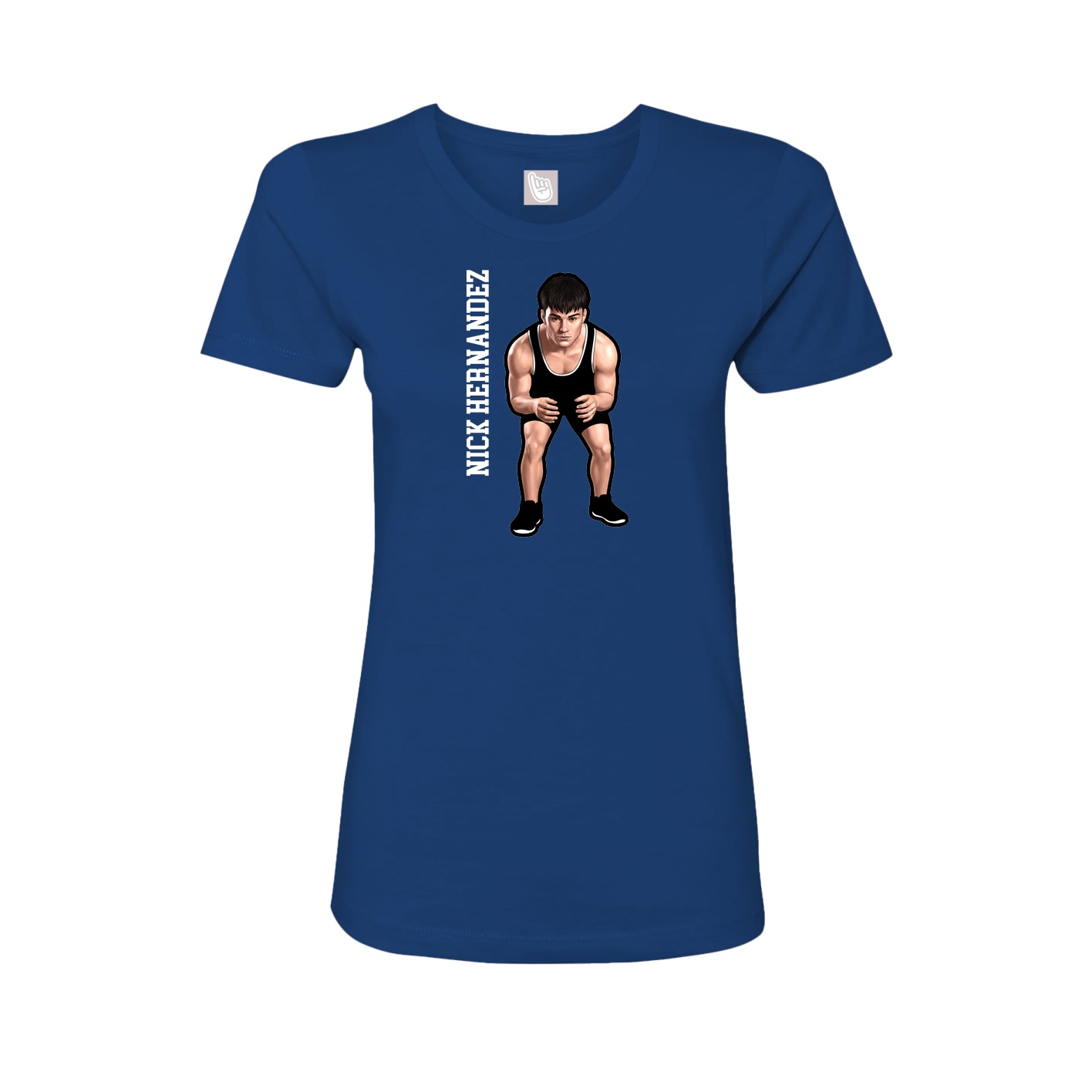 Fitted Women's Tee — Name Vertical in Royal