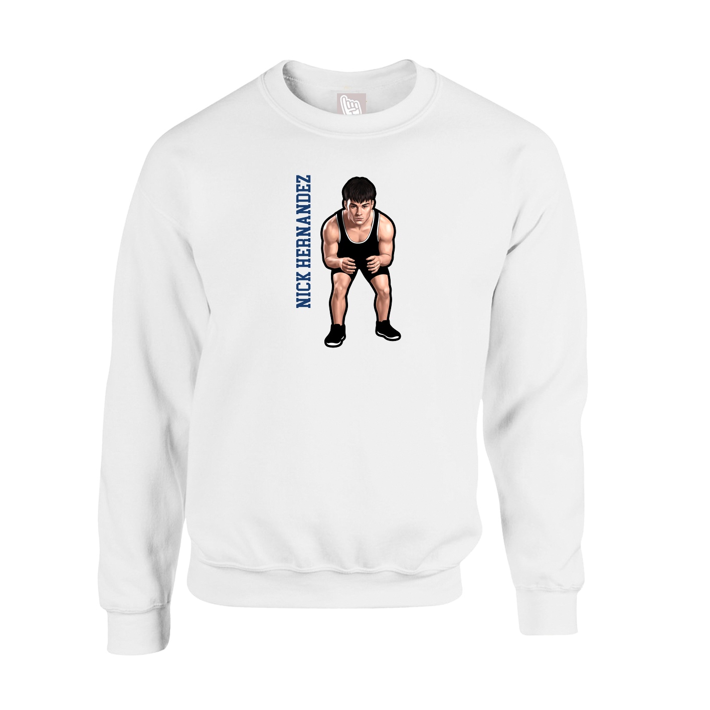 Fleece Crew — Name Vertical in White