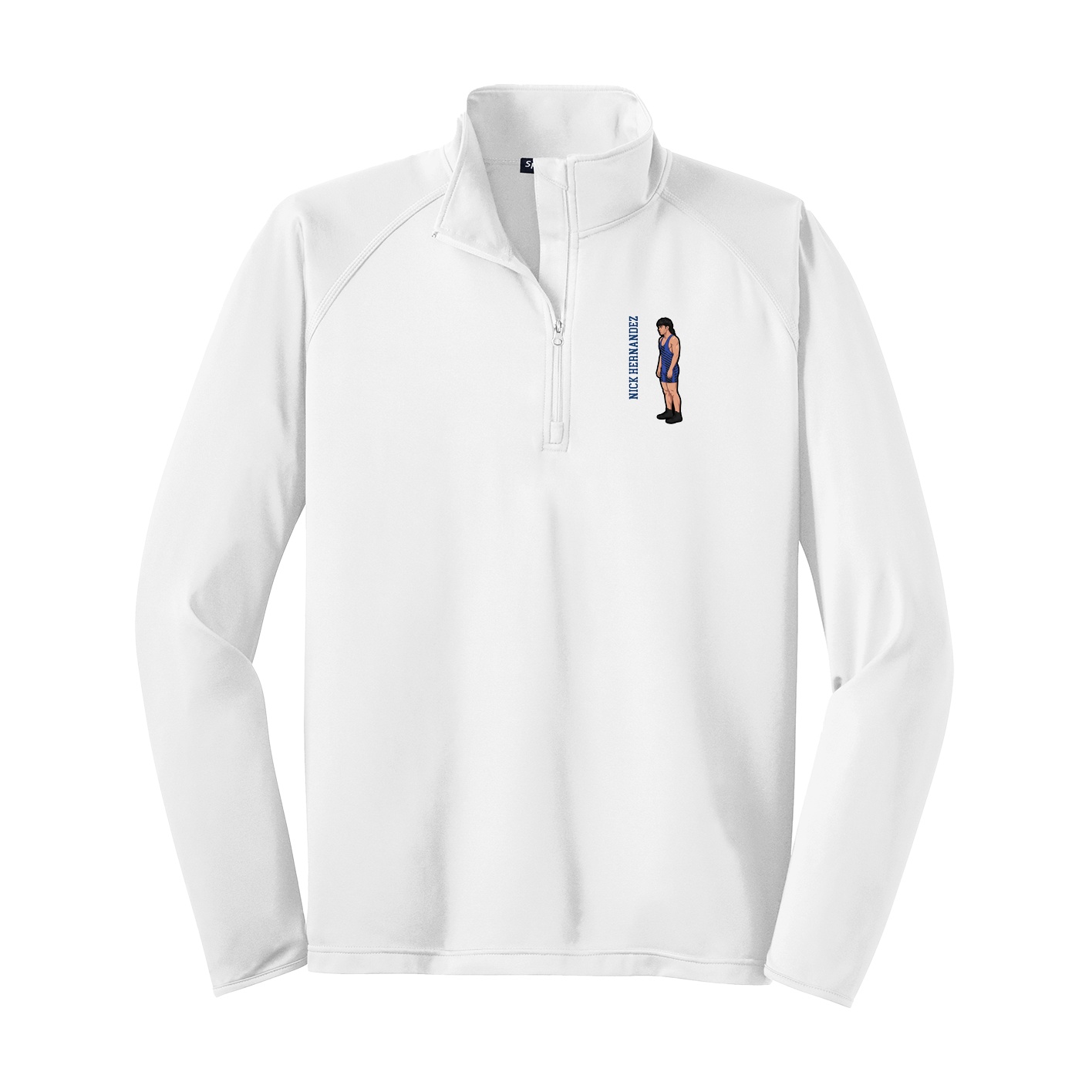Q-Zip Pullover — Name Vertical in White