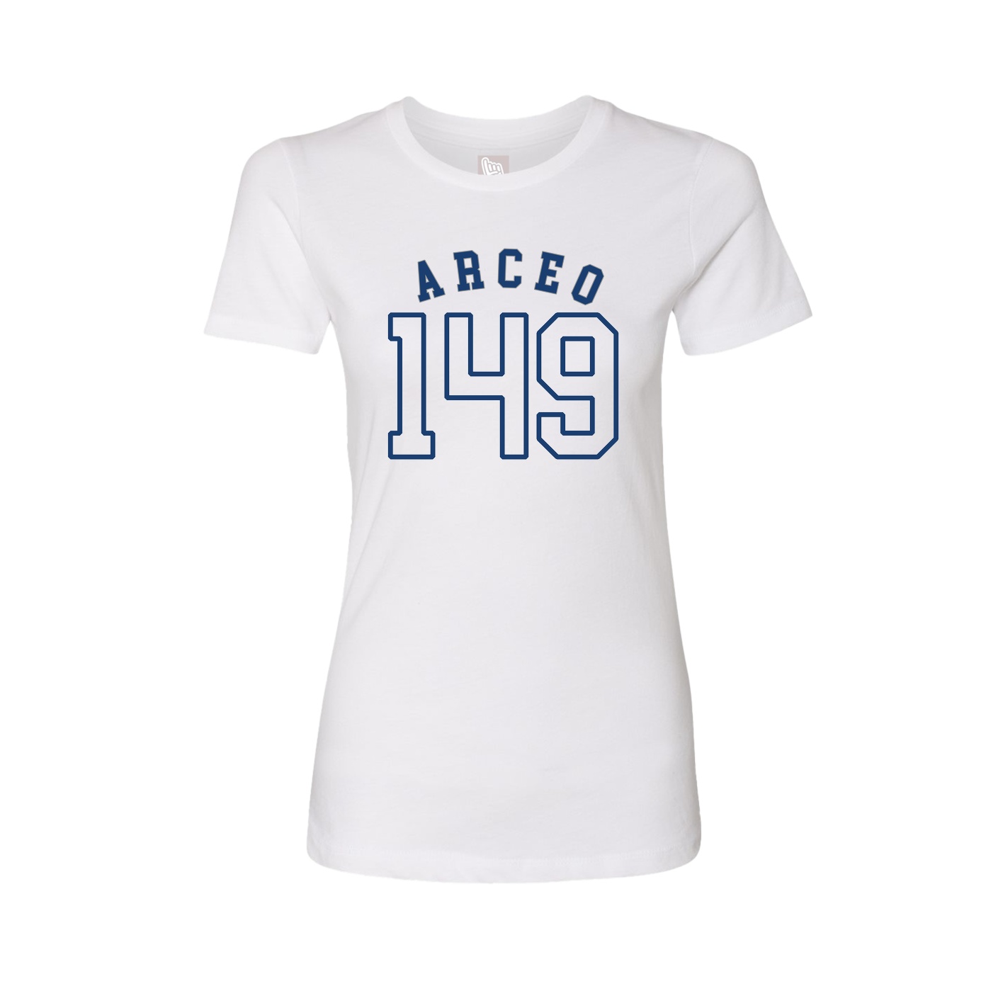 Fitted Women's Tee — Shirsey Arch in White