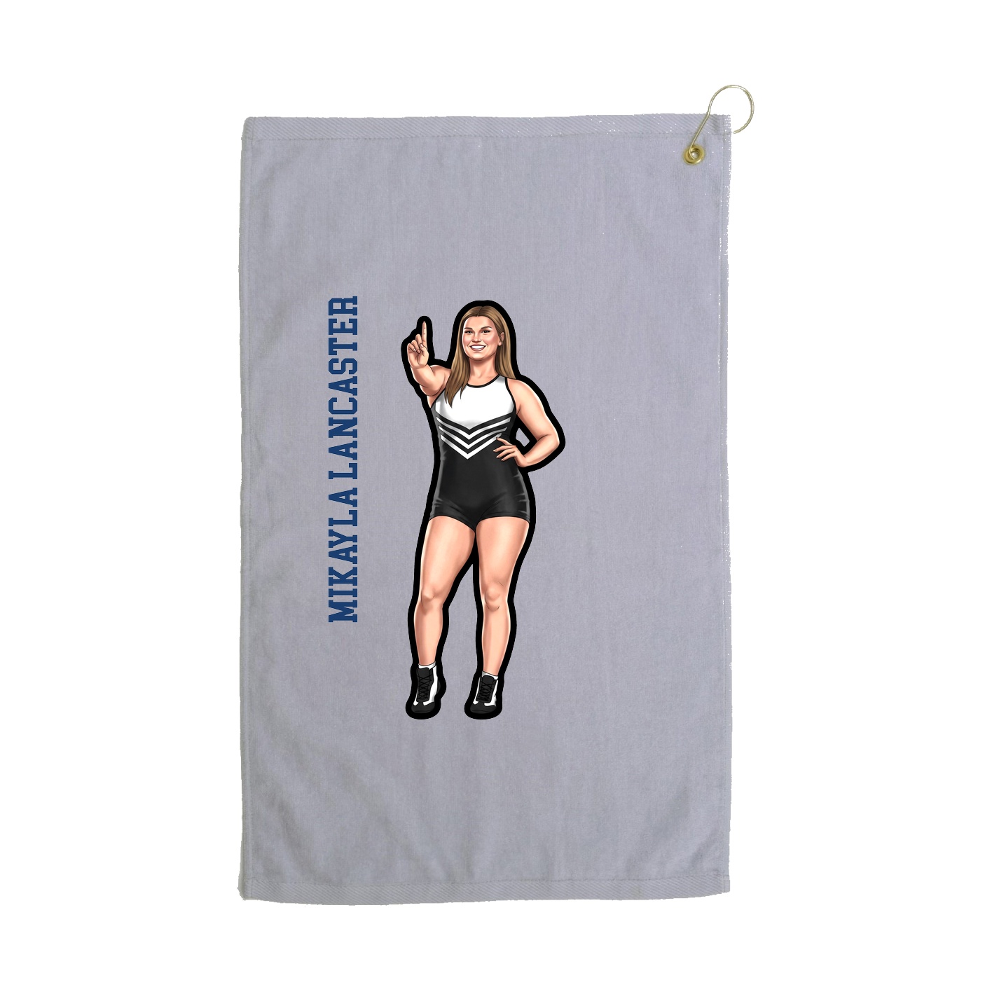 Golf Towel — Name Vertical in Grey