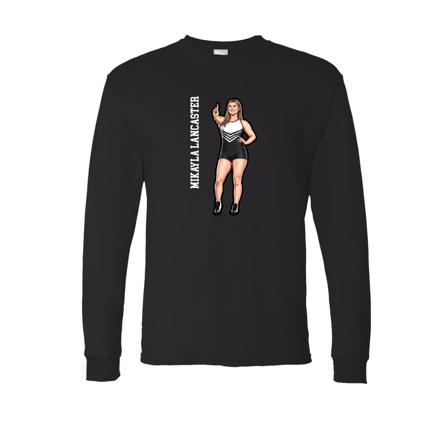 Long Sleeve Tee — Name Vertical in Black