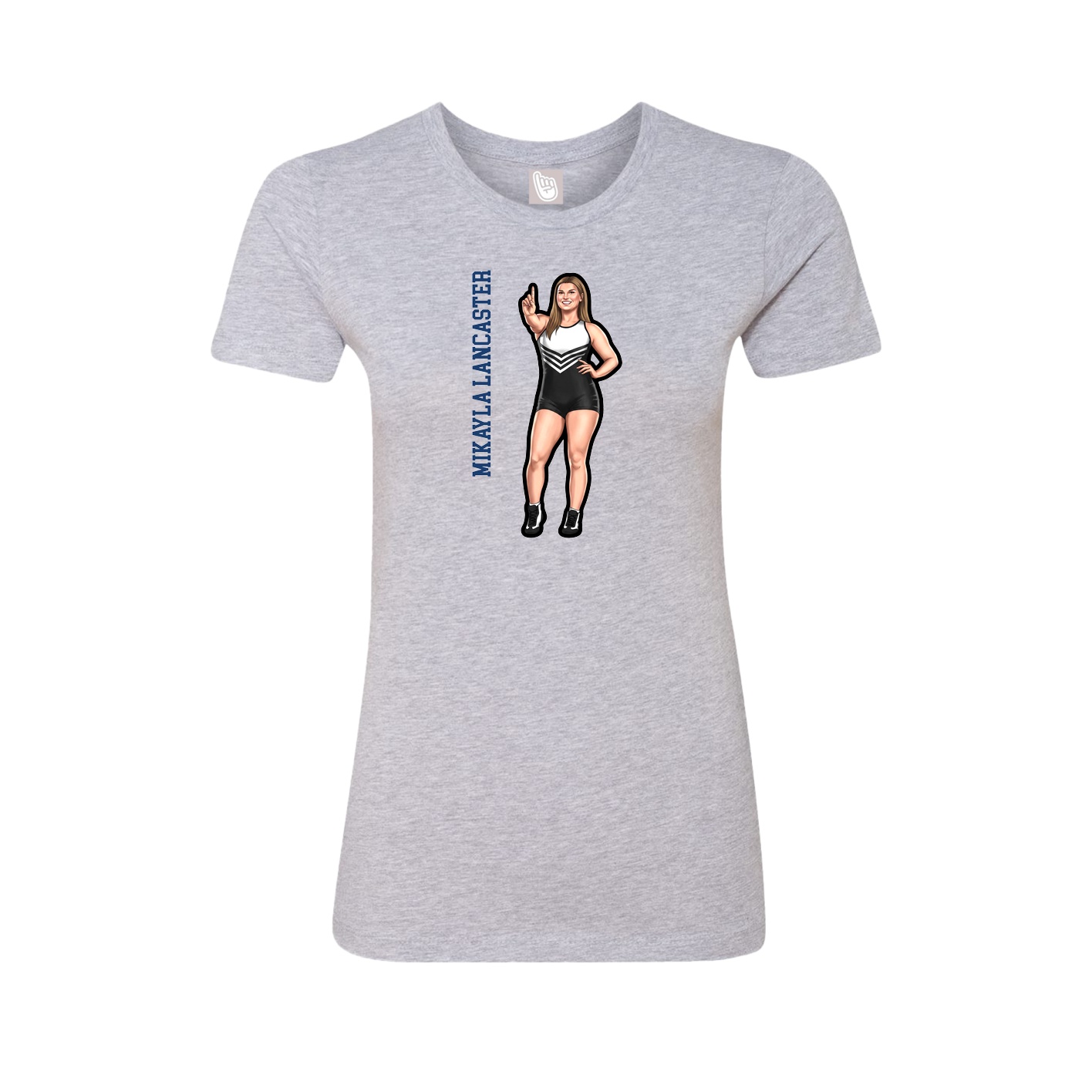Fitted Women's Tee — Name Vertical in Grey