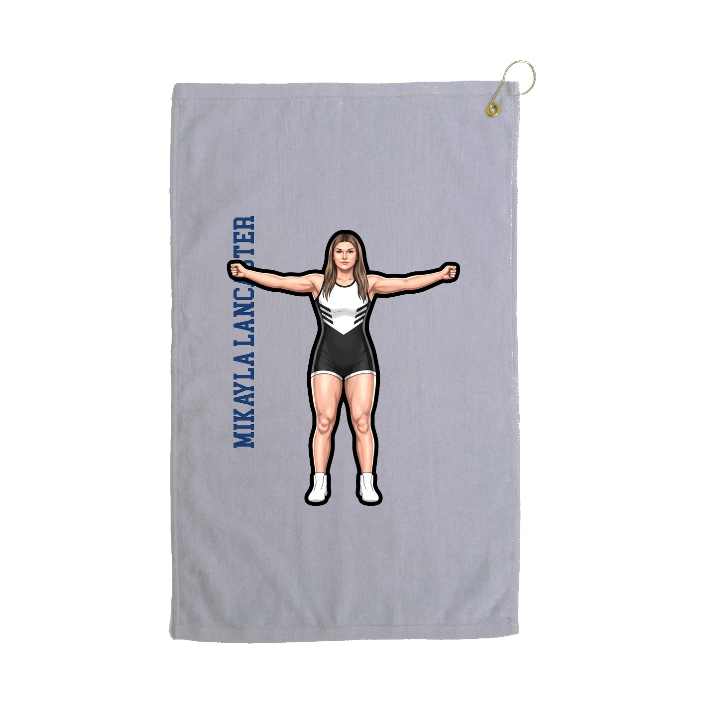 Golf Towel — Name Vertical in Grey