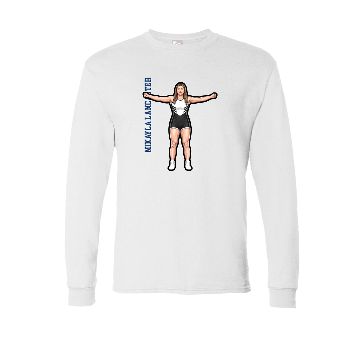 Long Sleeve Tee — Name Vertical in White