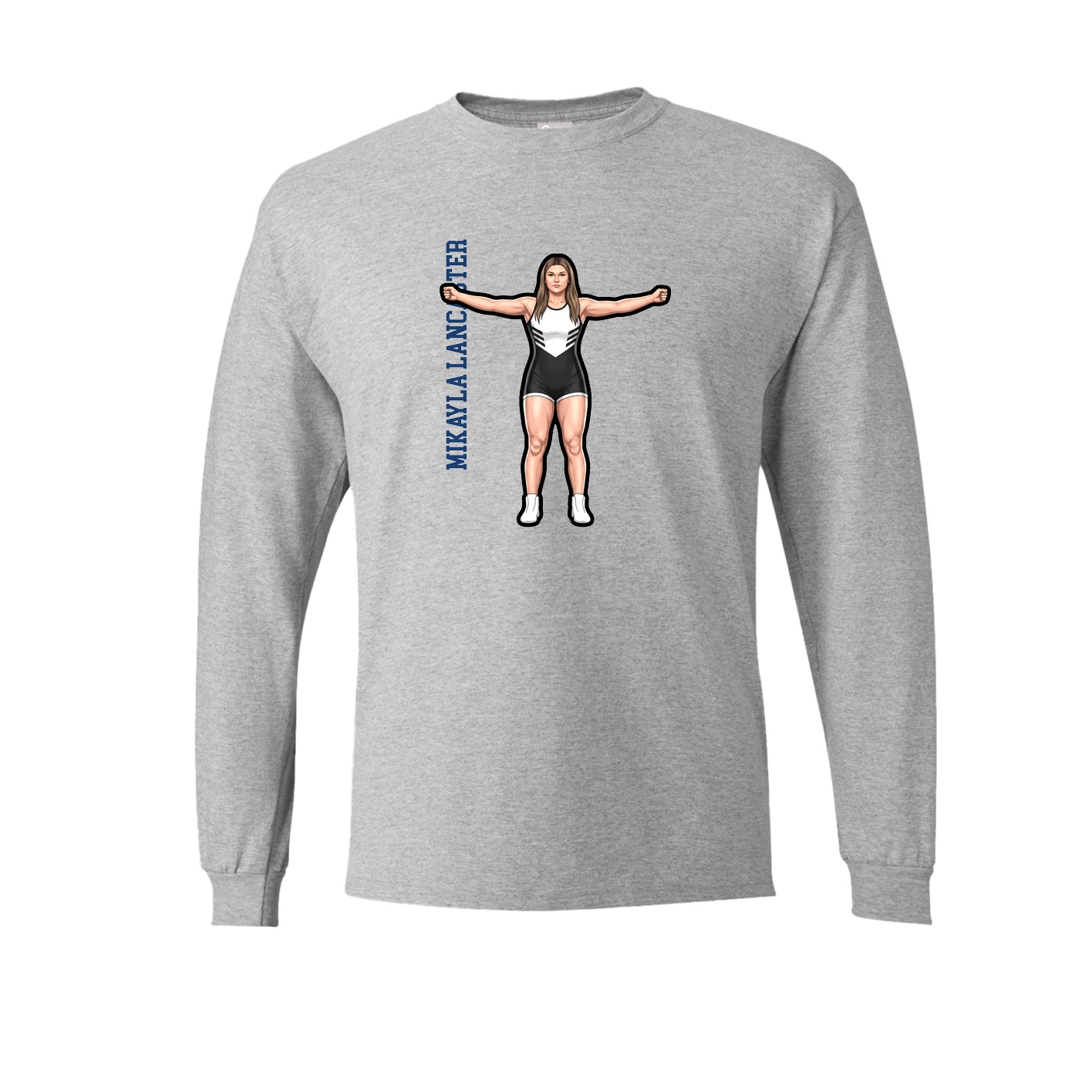 Long Sleeve Tee — Name Vertical in Grey
