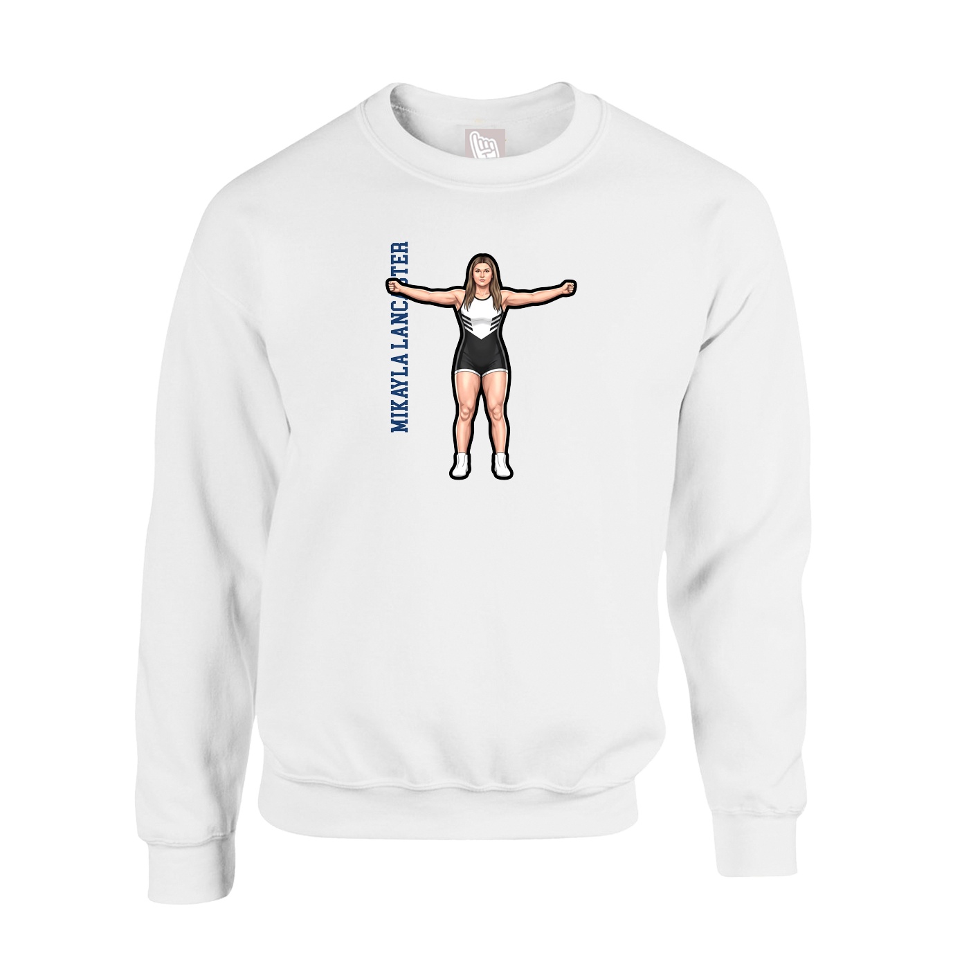 Fleece Crew — Name Vertical in White