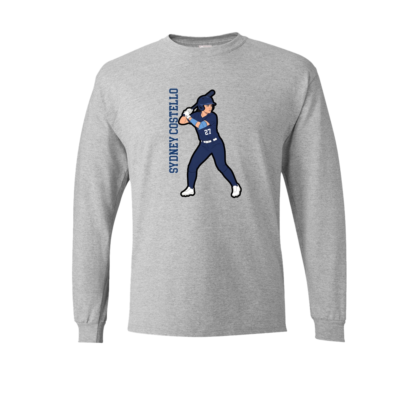 Long Sleeve Tee — Name Vertical in Grey