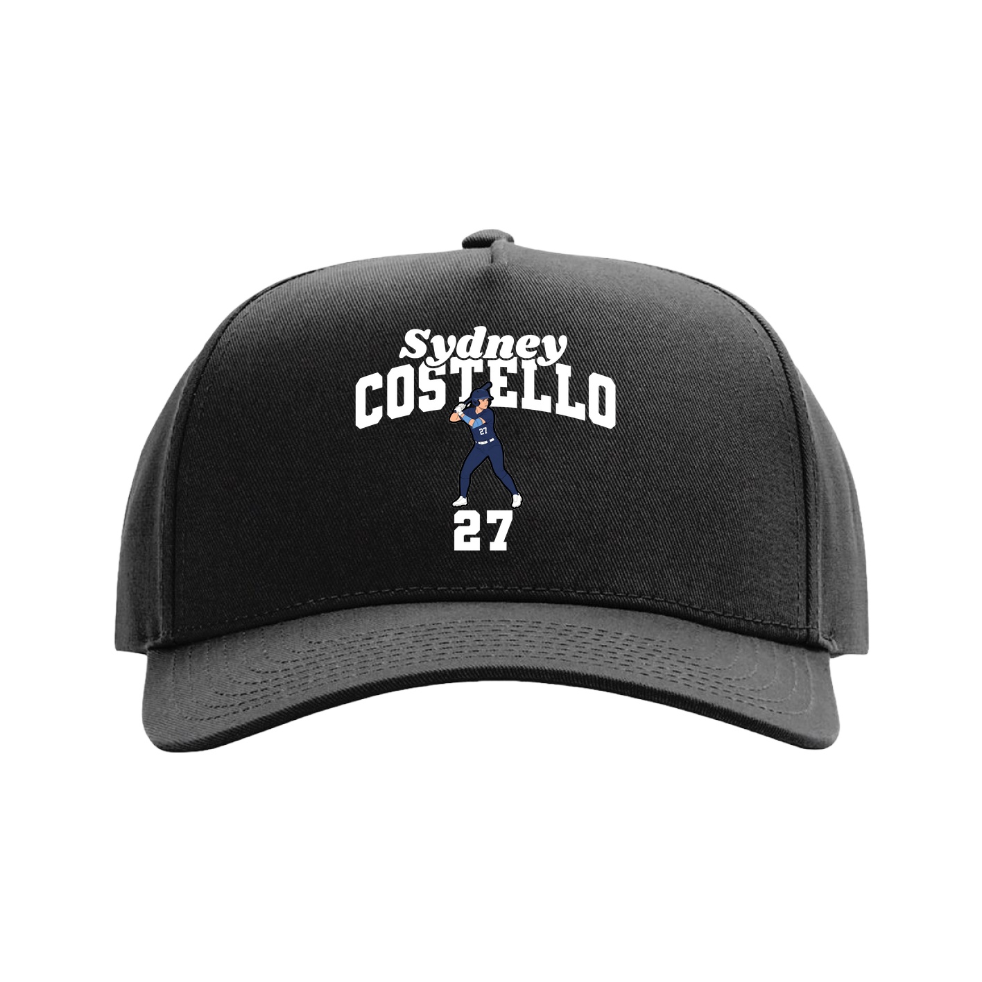 Full Fabric Five-Panel Champ Cap — Signature Arch in Black