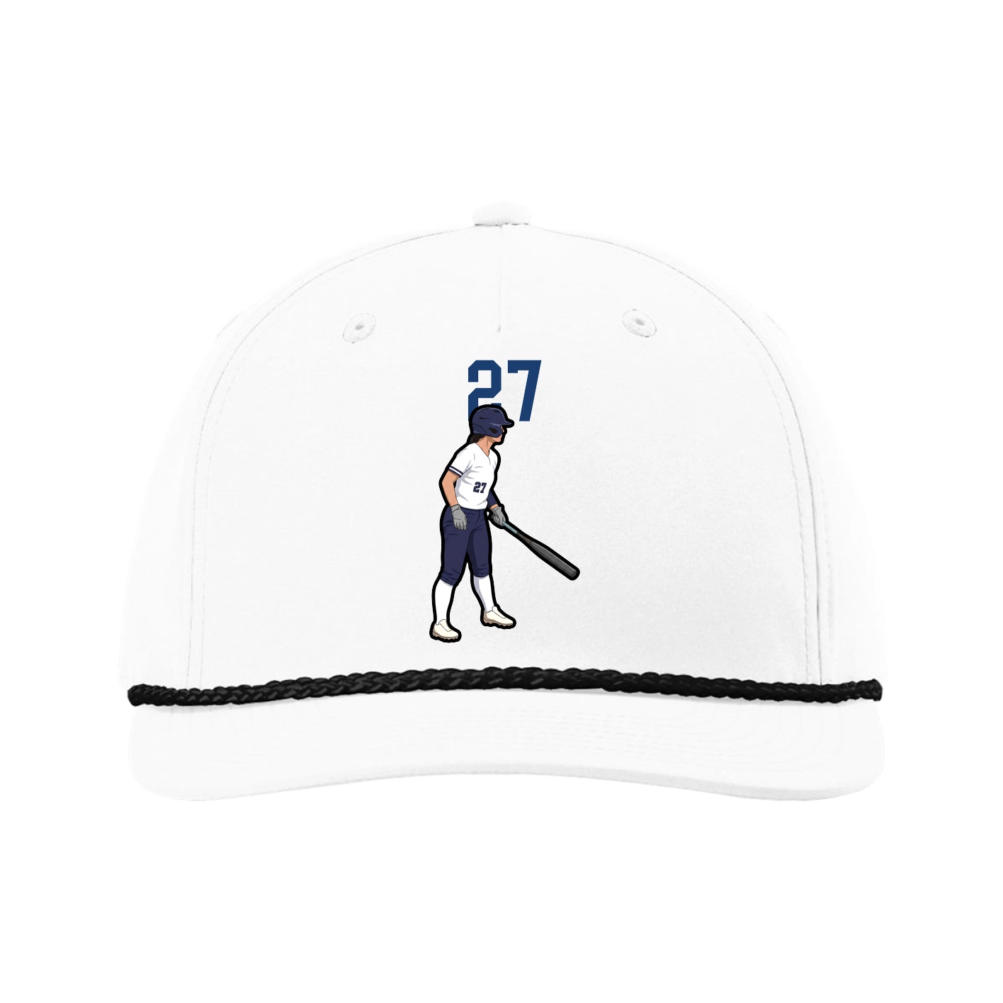 Five-Panel Classic Rope Cap — Number Top in White
