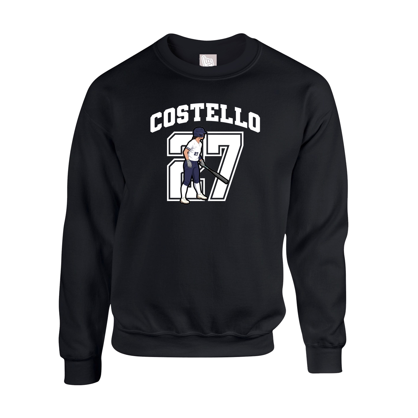 Fleece Crew — Number in Black