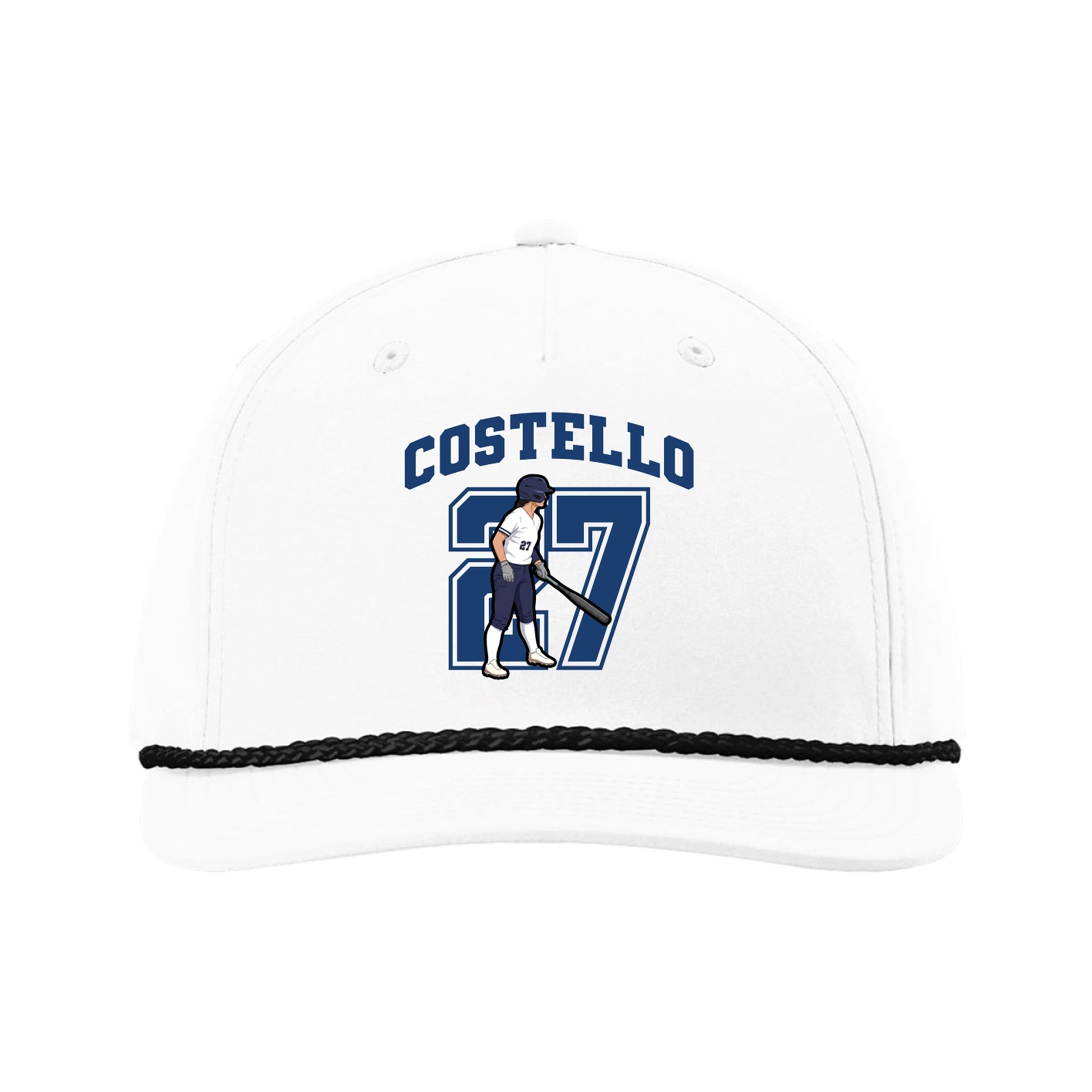 Five-Panel Classic Rope Cap — Number in White