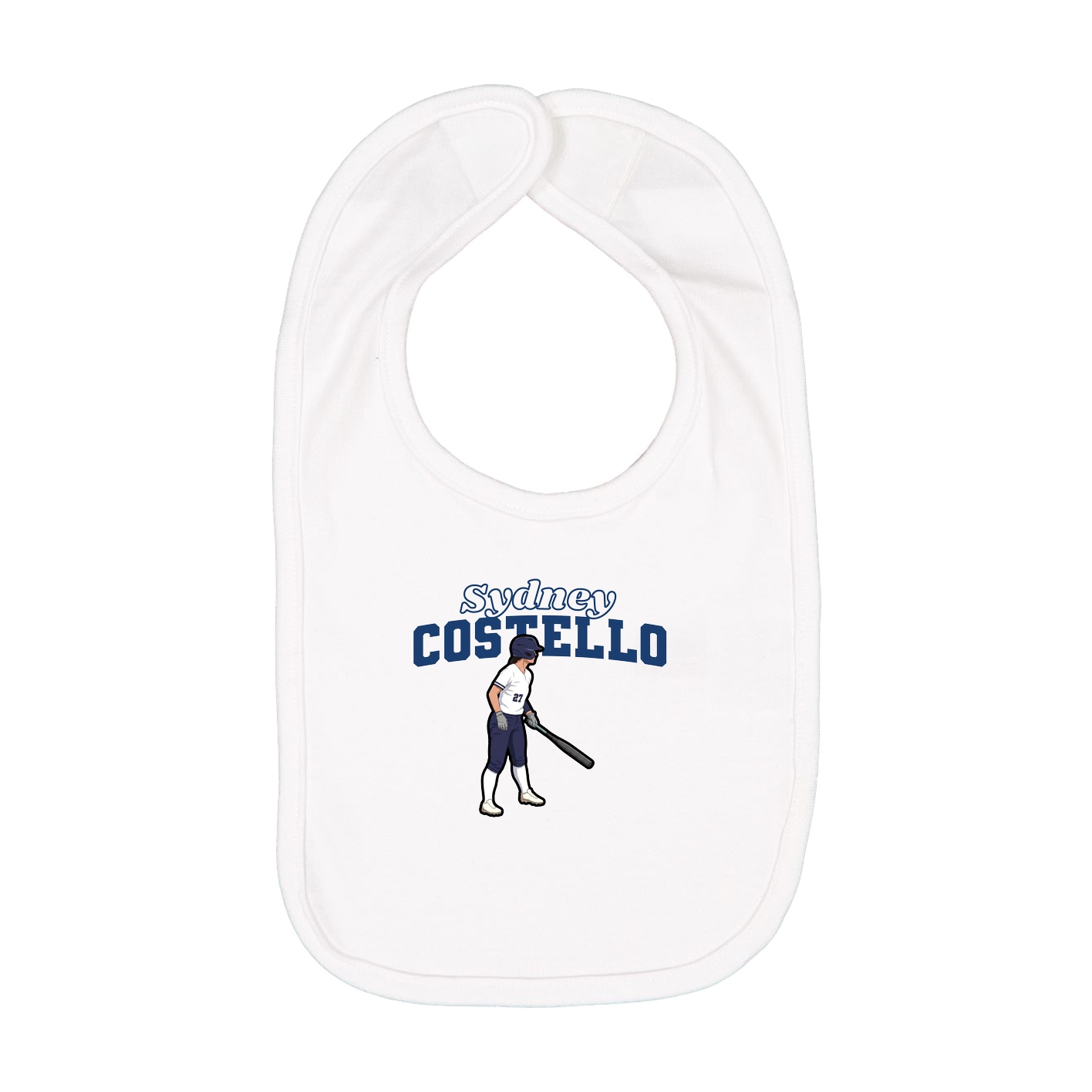 Infant Bib — Name Arch in White