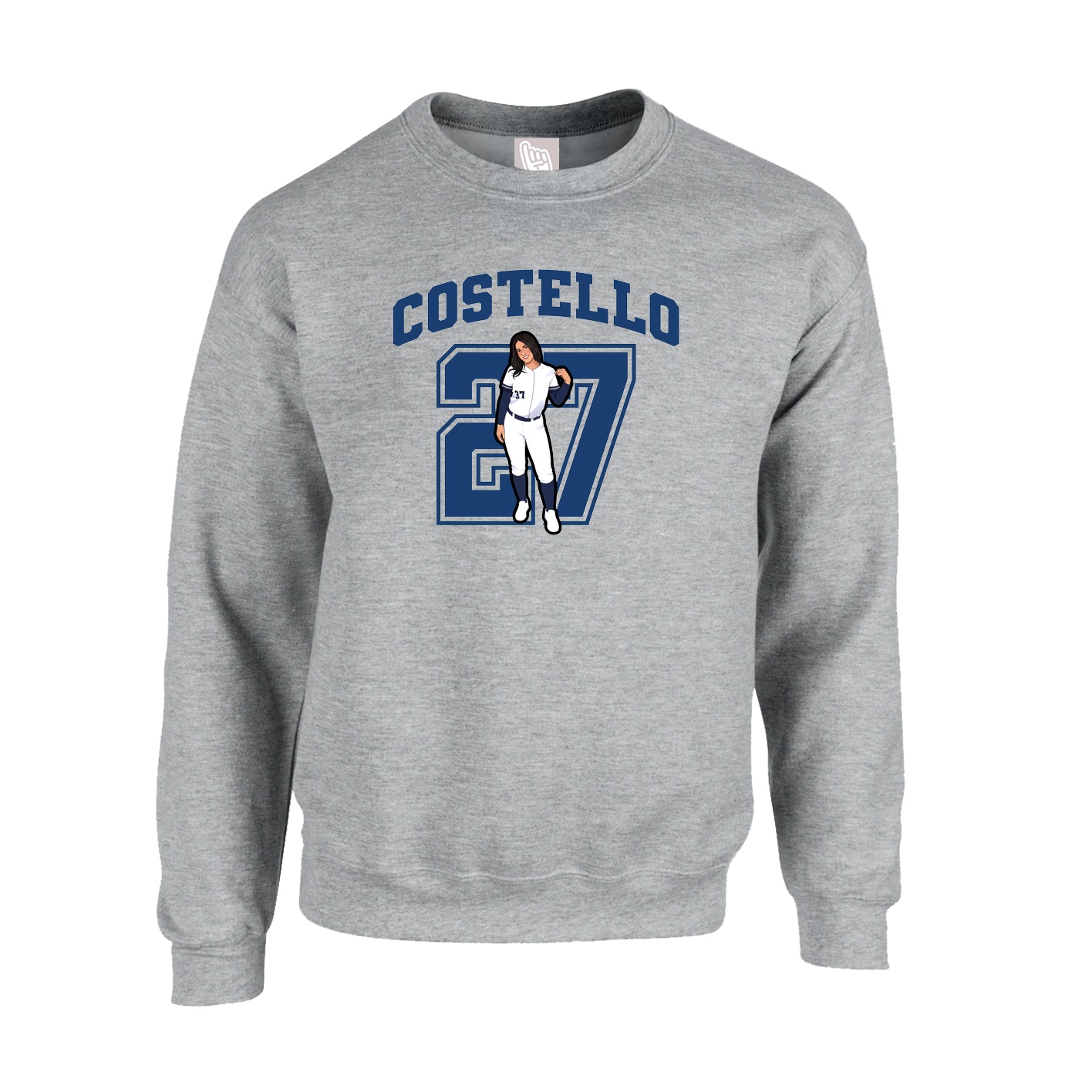 Fleece Crew — Number in Grey