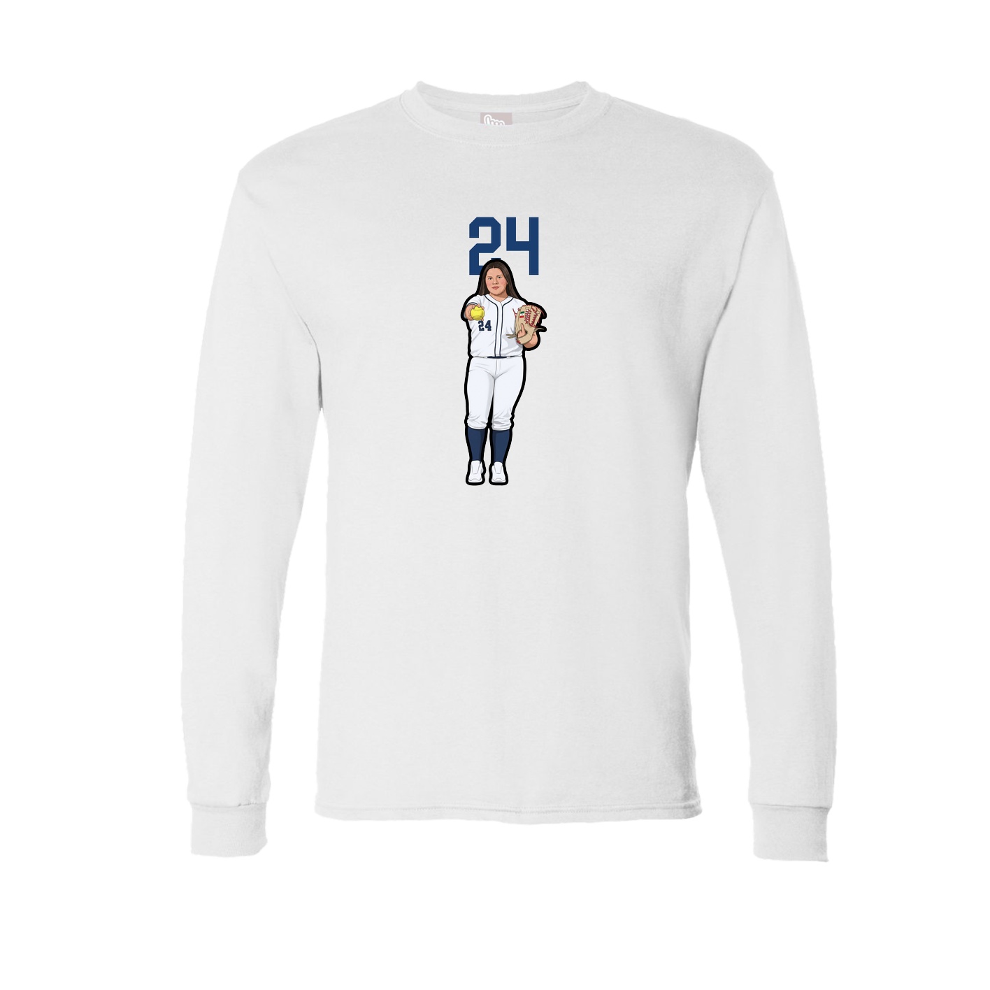 Long Sleeve Tee — Number Top in White