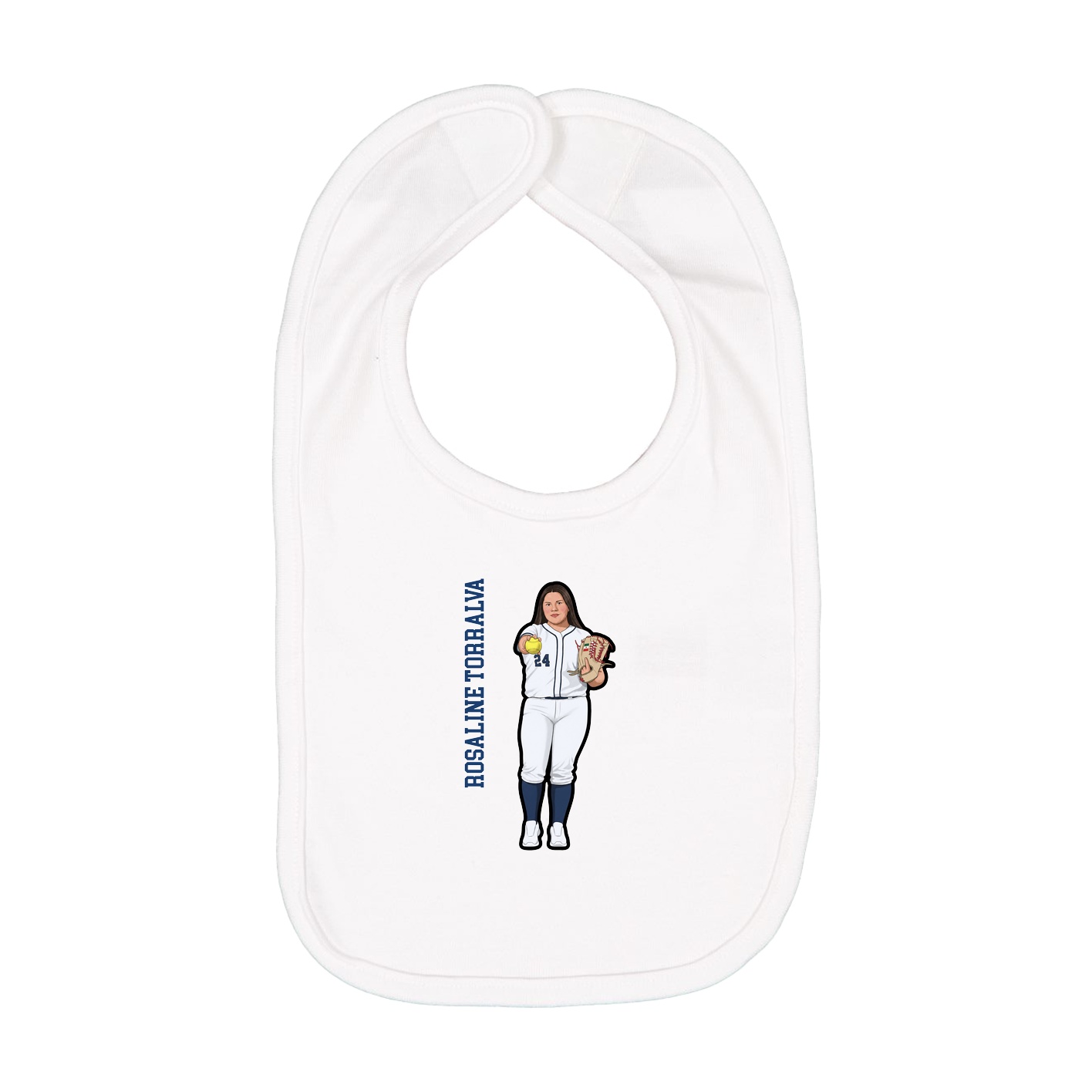 Infant Bib — Name Vertical in White