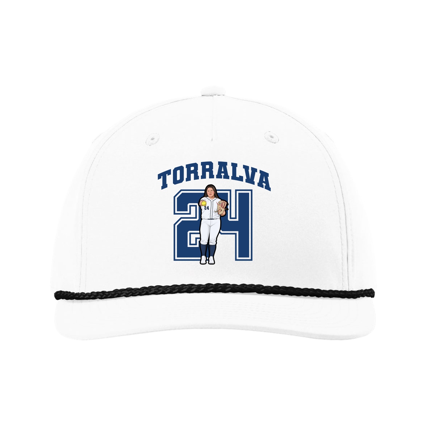 Five-Panel Classic Rope Cap — Number in White