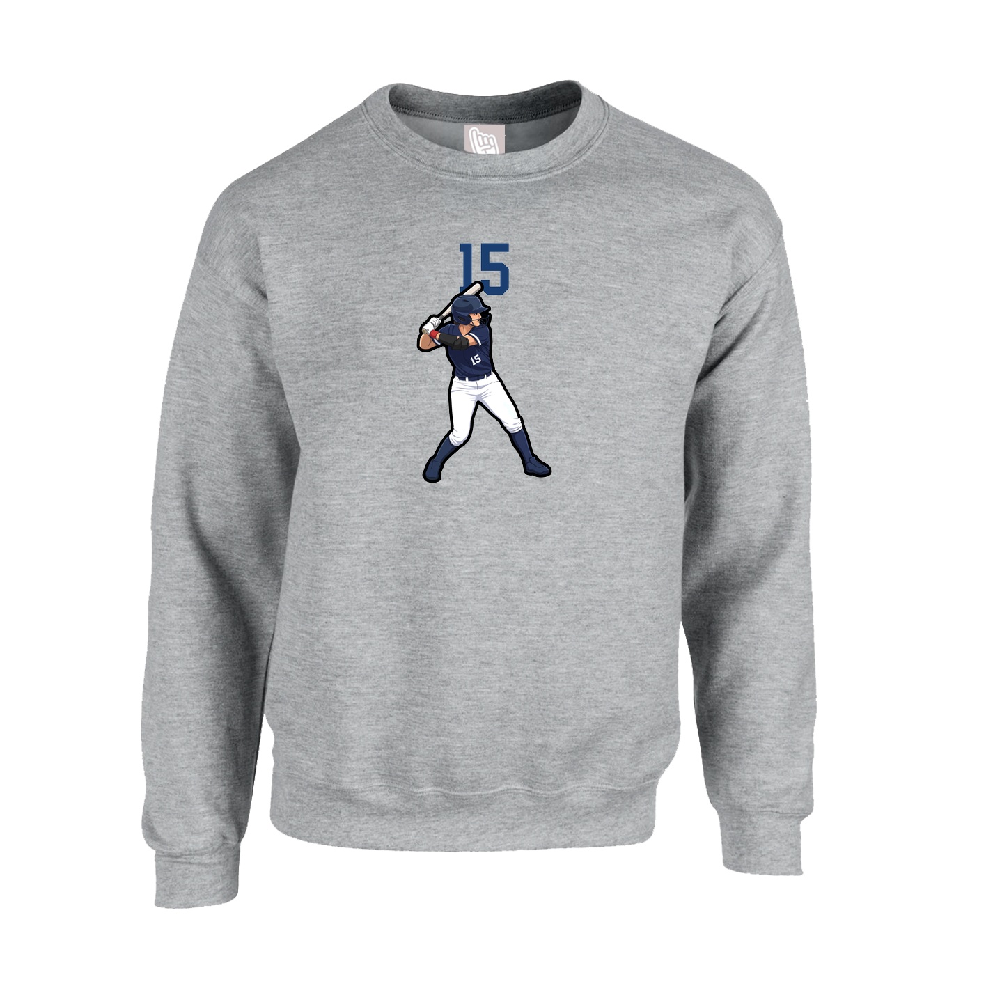 Fleece Crew — Number Top in Grey