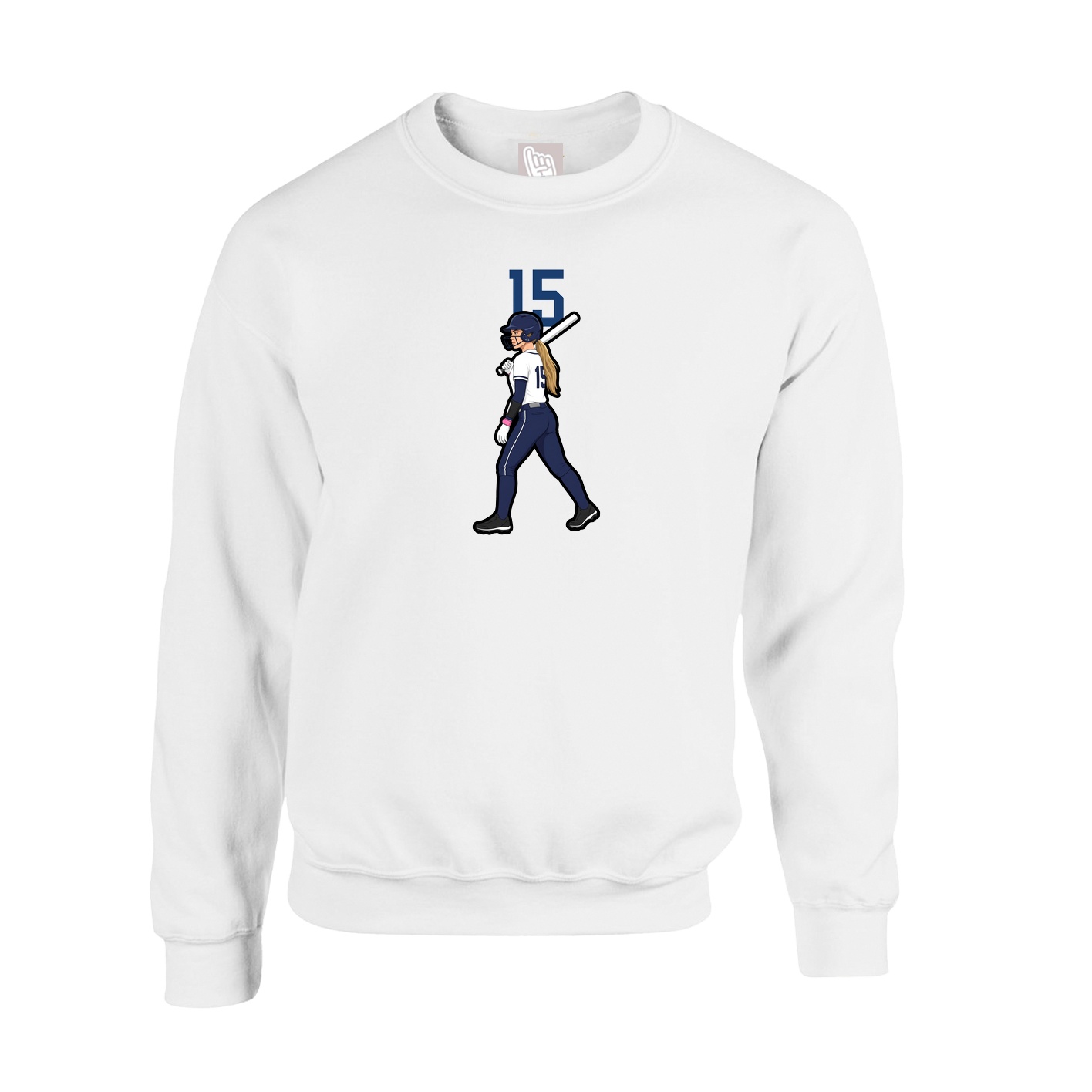 Fleece Crew — Number Top in White