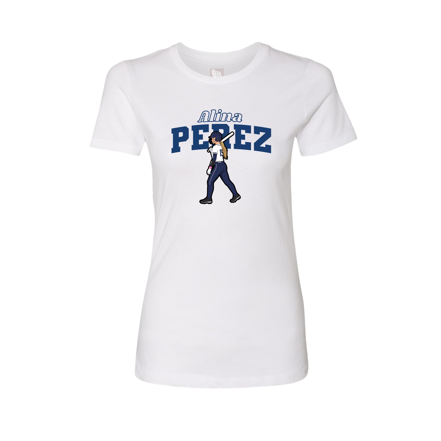 Fitted Women's Tee — Name Arch in White