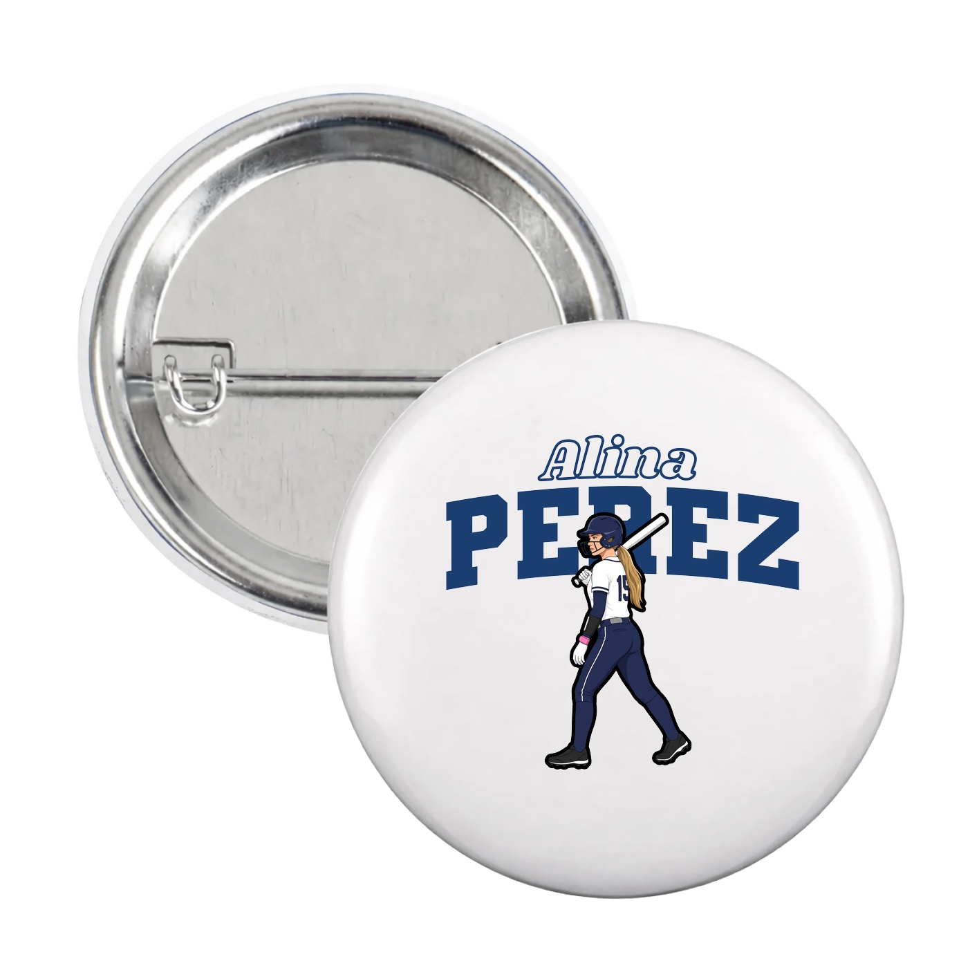 Game Day Button — Name Arch in White