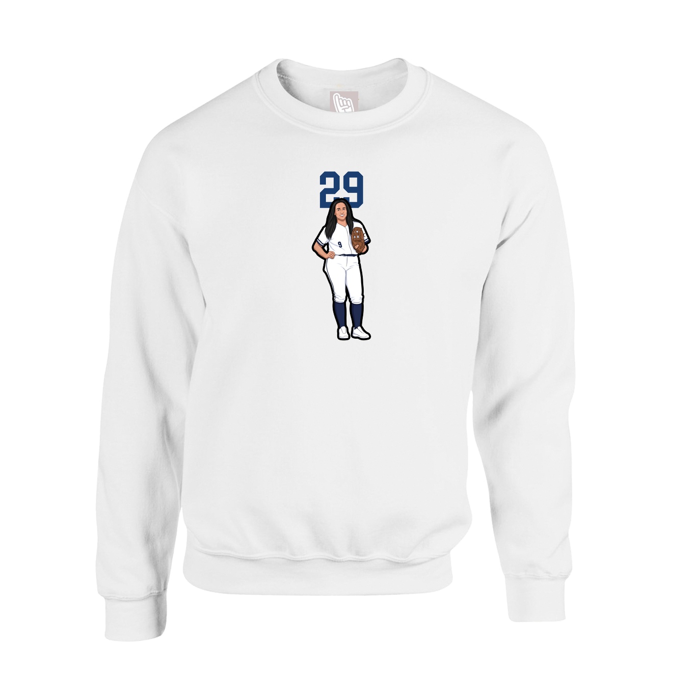 Fleece Crew — Number Top in White