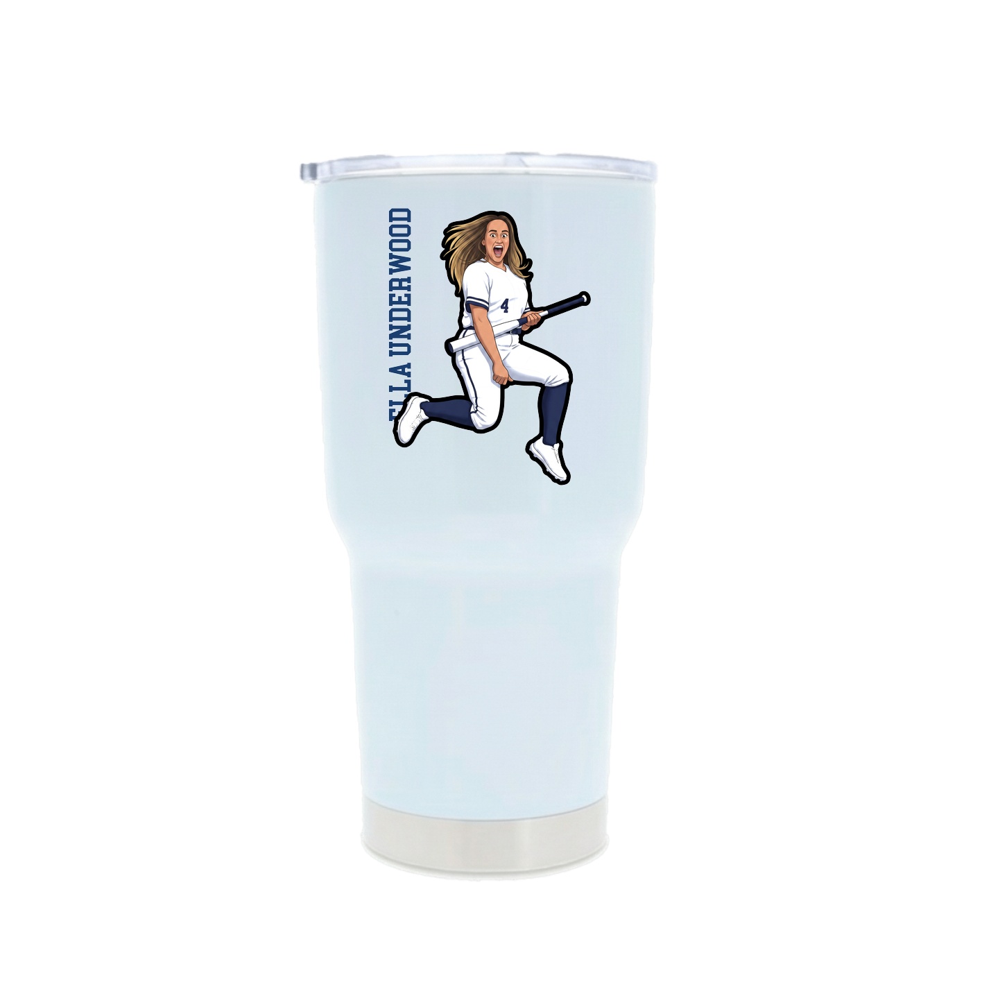 30oz Stainless Steel Tumbler — Name Vertical in White