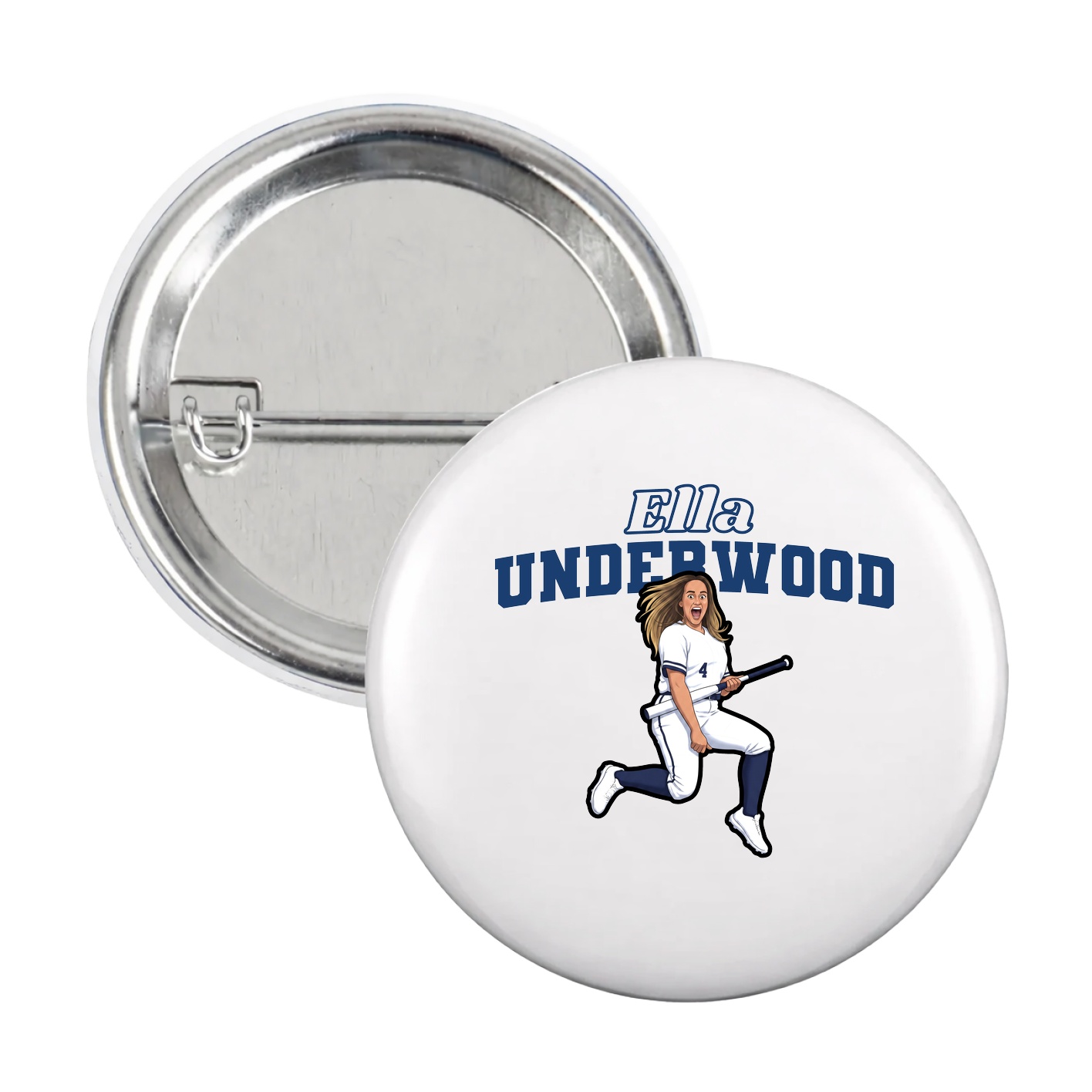 Game Day Button — Name Arch in White