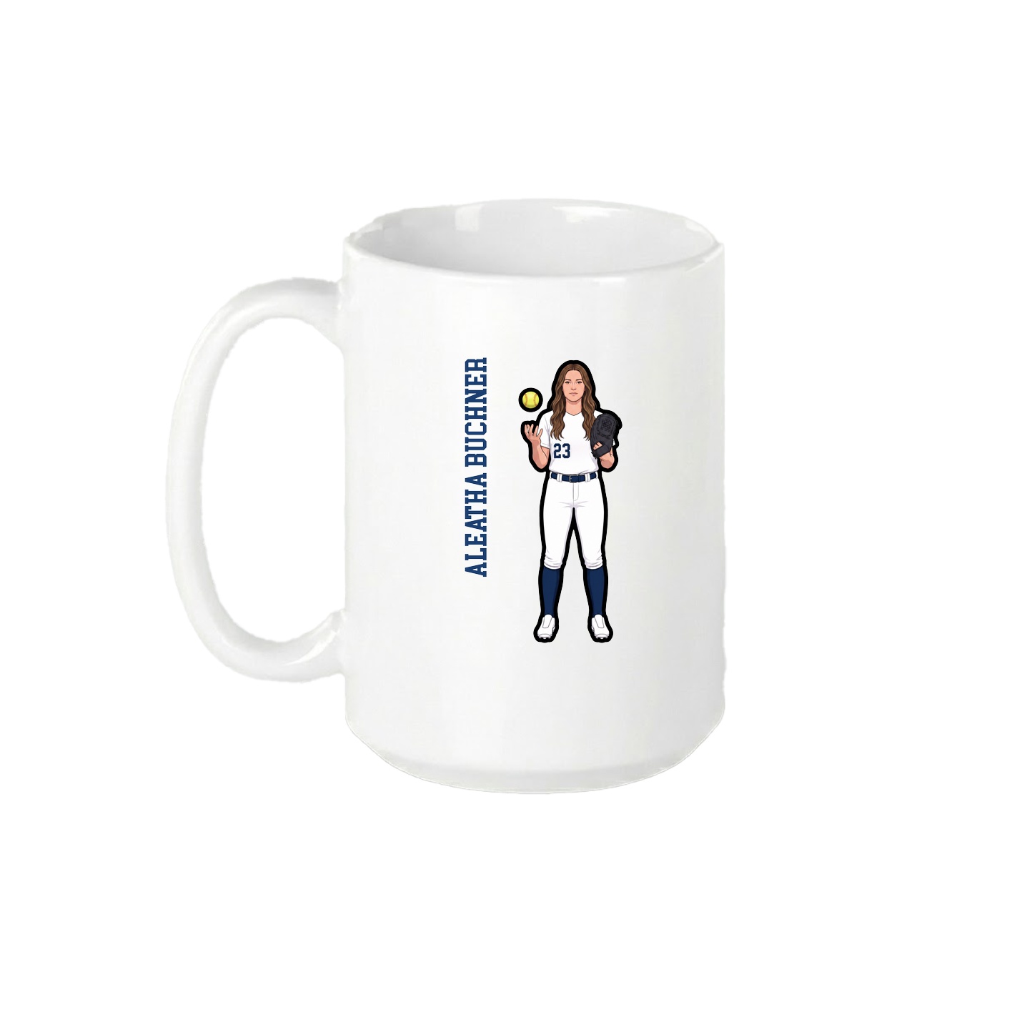 15oz Coffee Mug — Name Vertical in White
