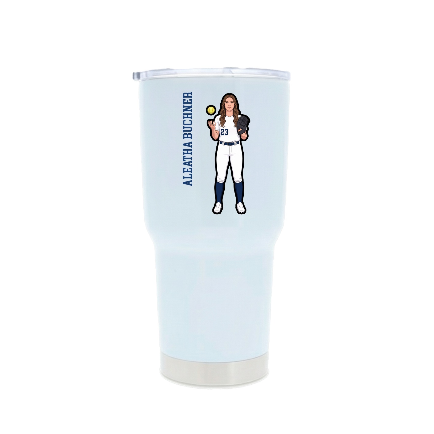 30oz Stainless Steel Tumbler — Name Vertical in White