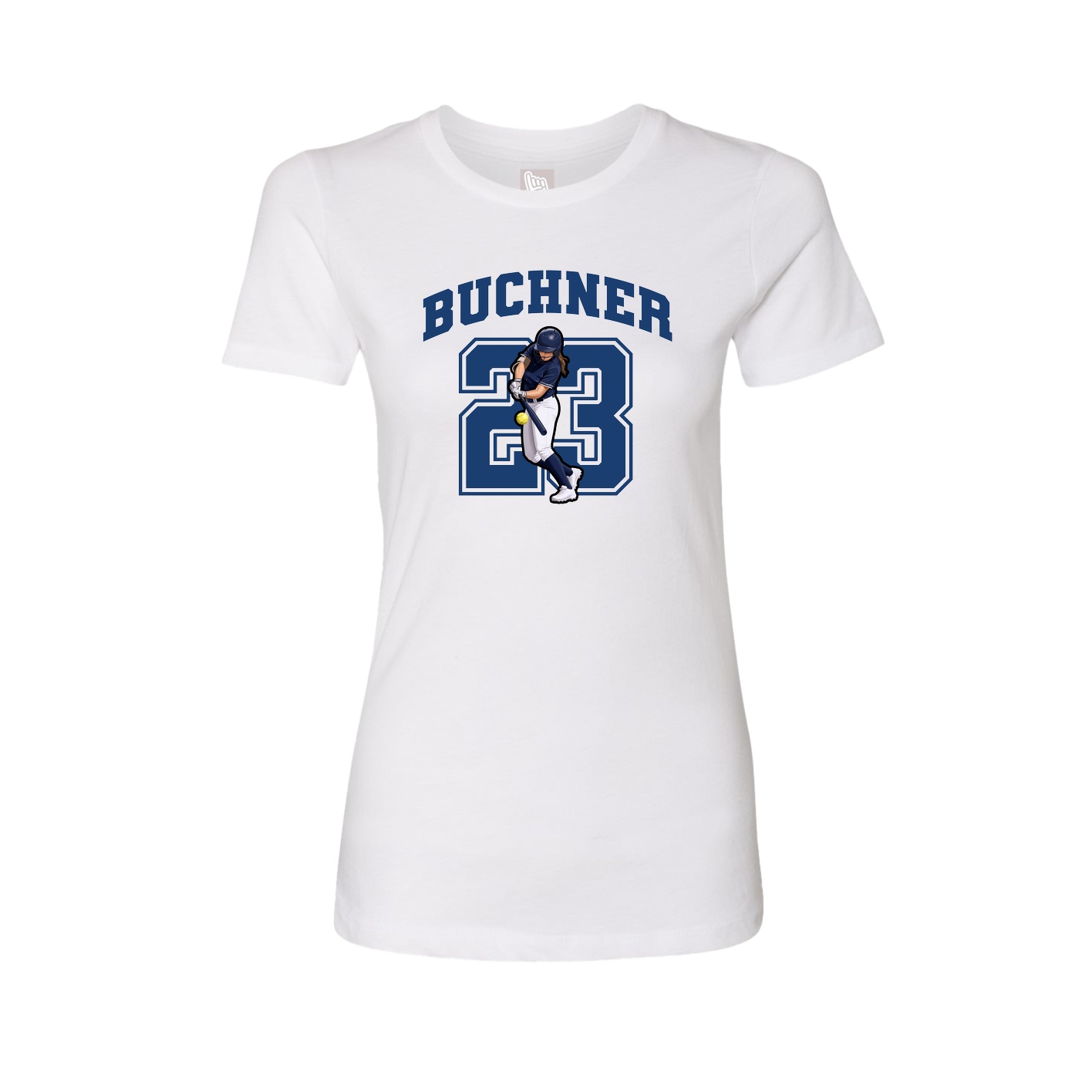 Fitted Women's Tee — Number in White