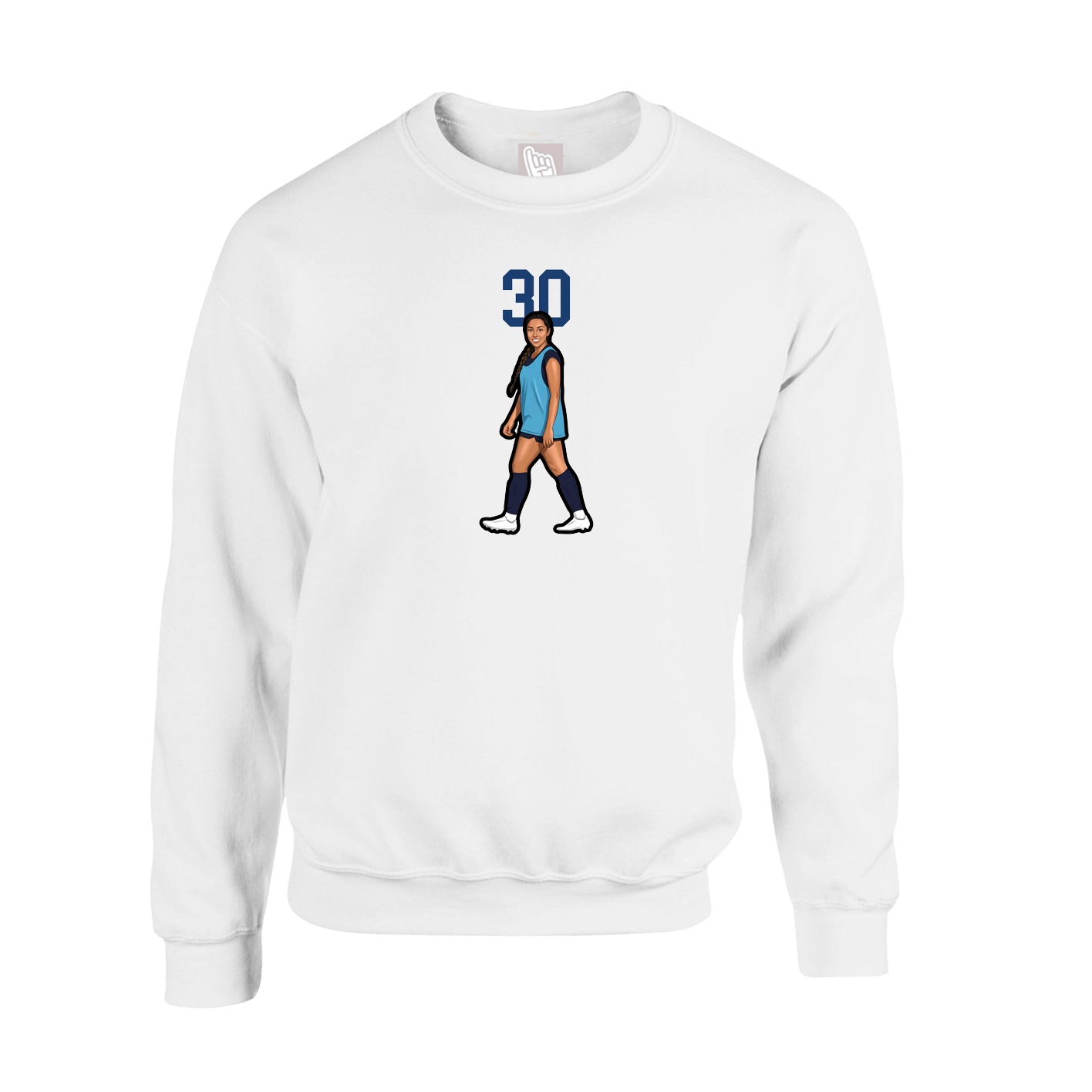 Fleece Crew — Number Top in White
