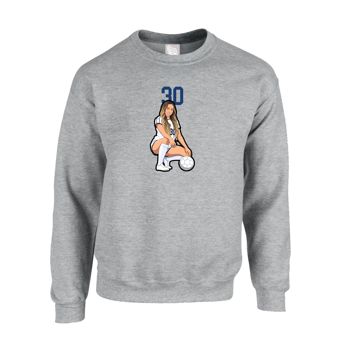 Fleece Crew — Number Top in Grey