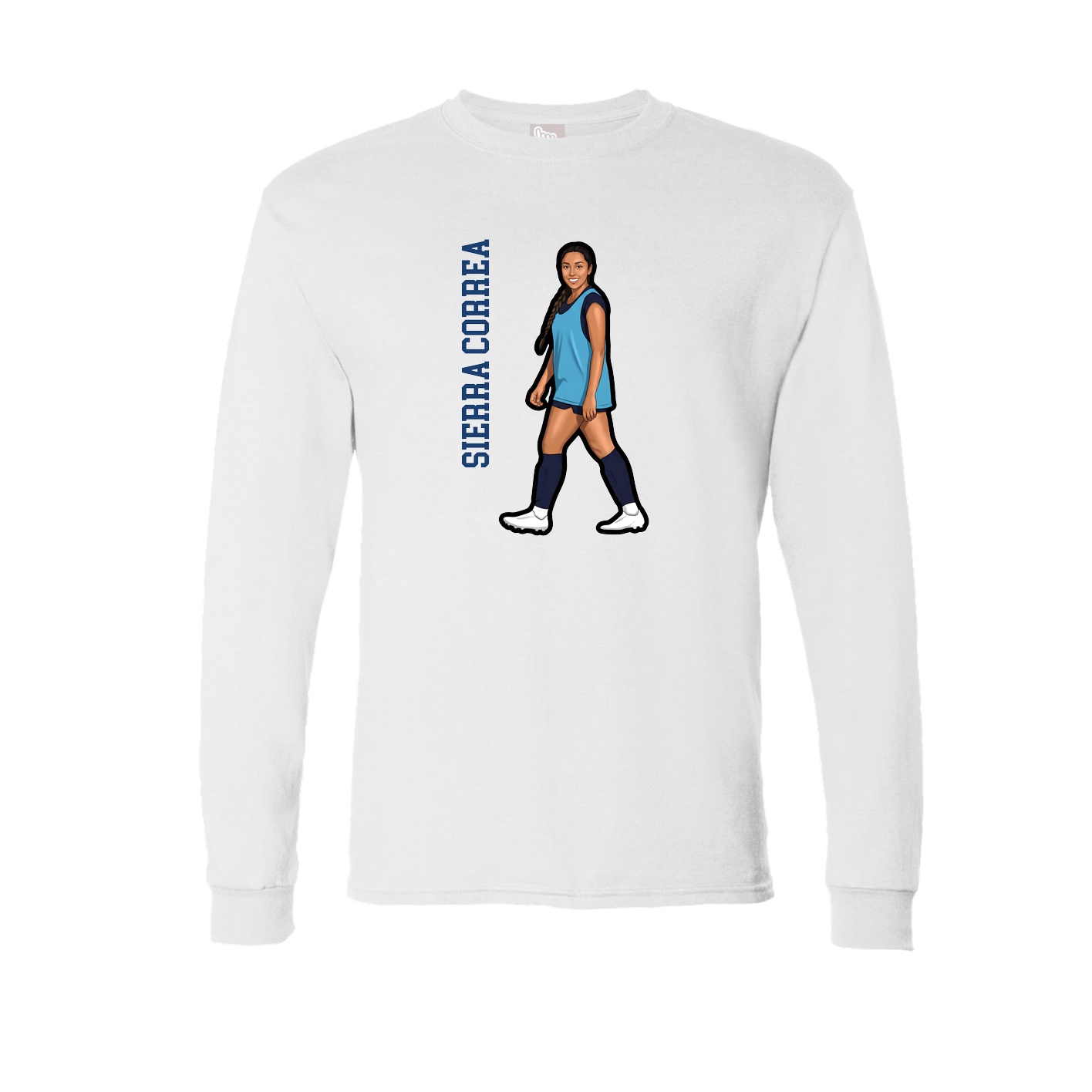Long Sleeve Tee — Name Vertical in White