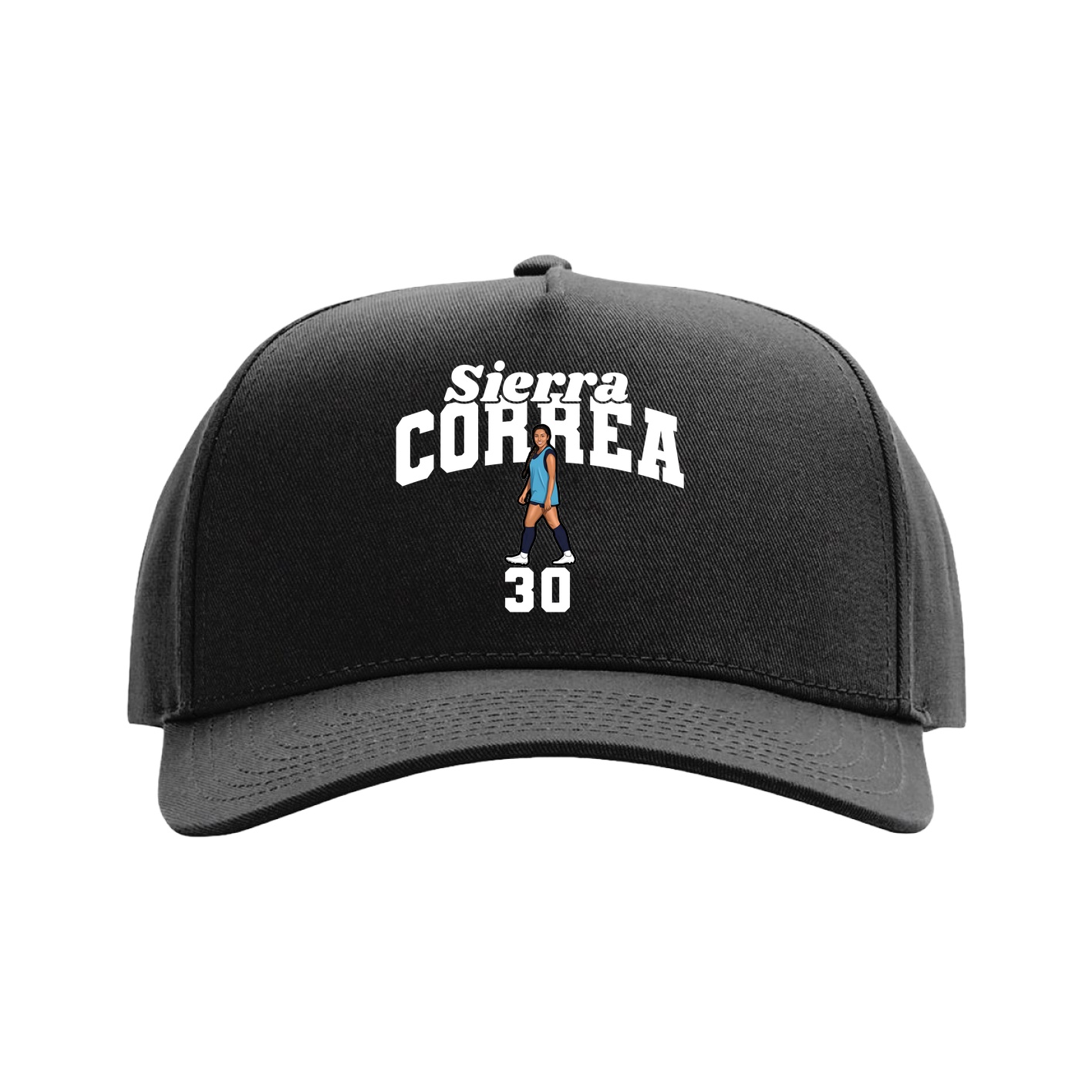 Full Fabric Five-Panel Champ Cap — Signature Arch in Black