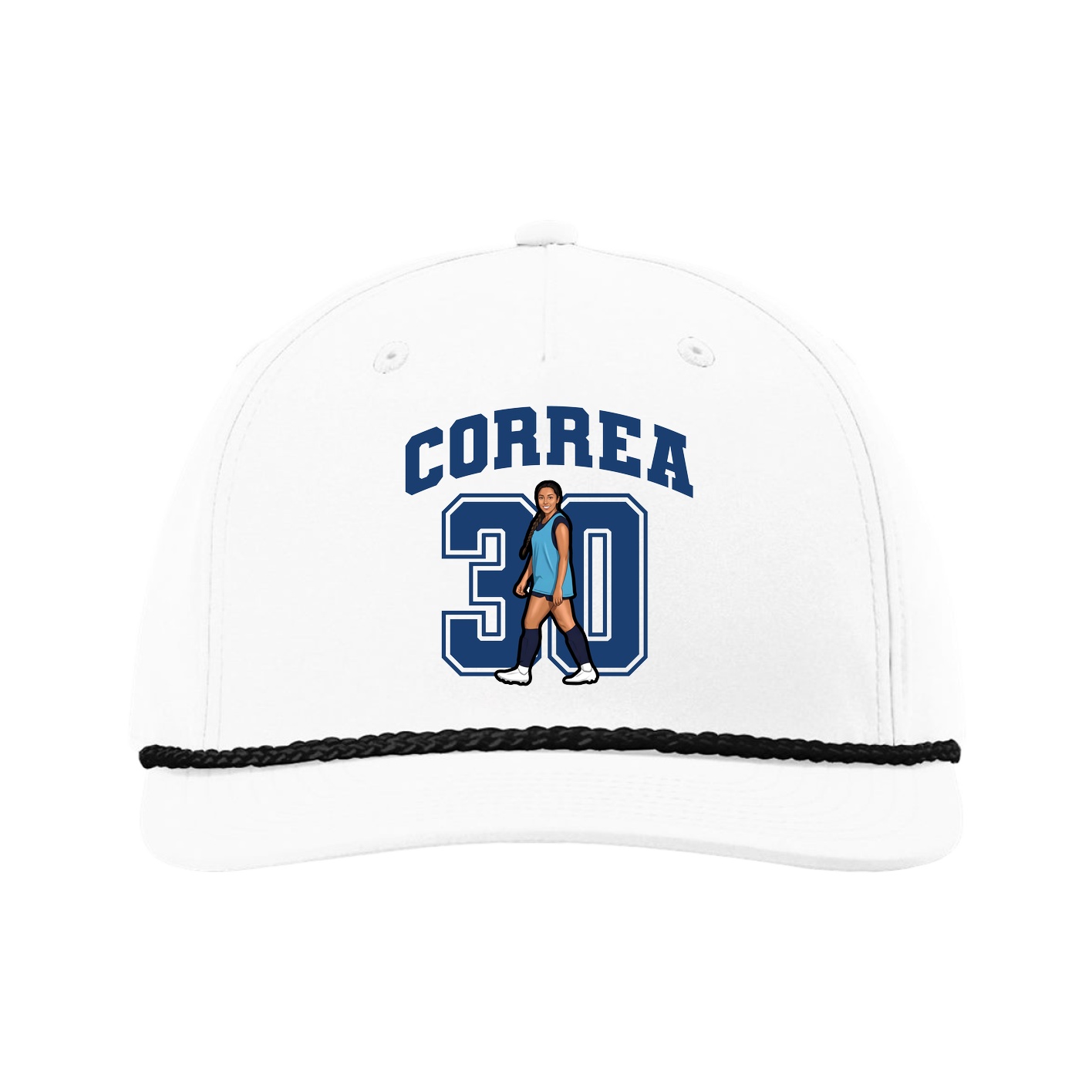Five-Panel Classic Rope Cap — Number in White