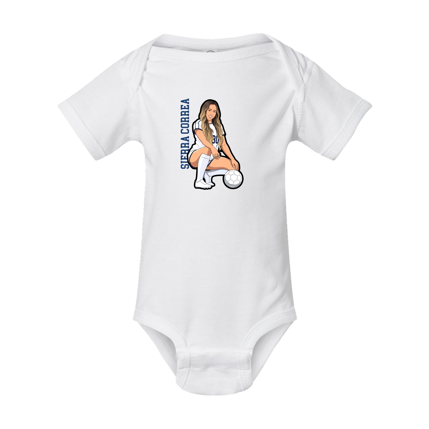 Baby Onesie — Name Vertical in White