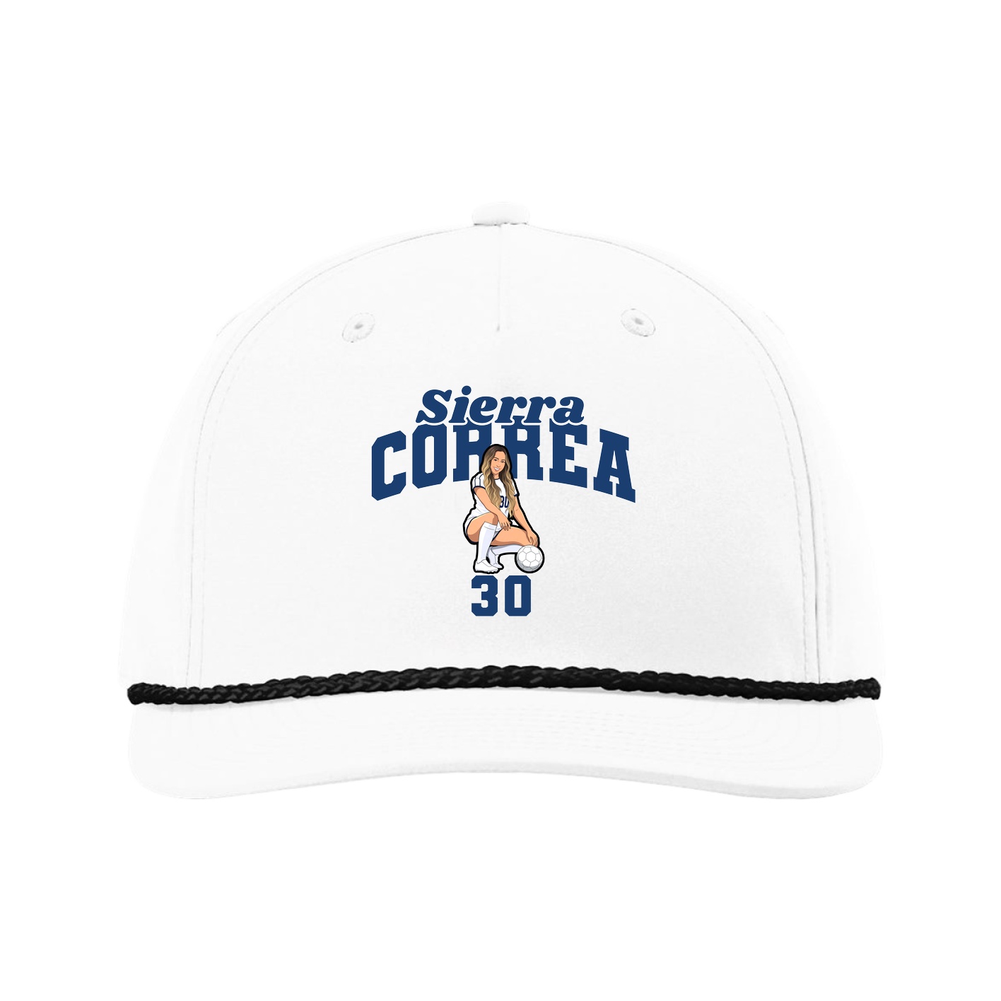 Five-Panel Classic Rope Cap — Signature Arch in White