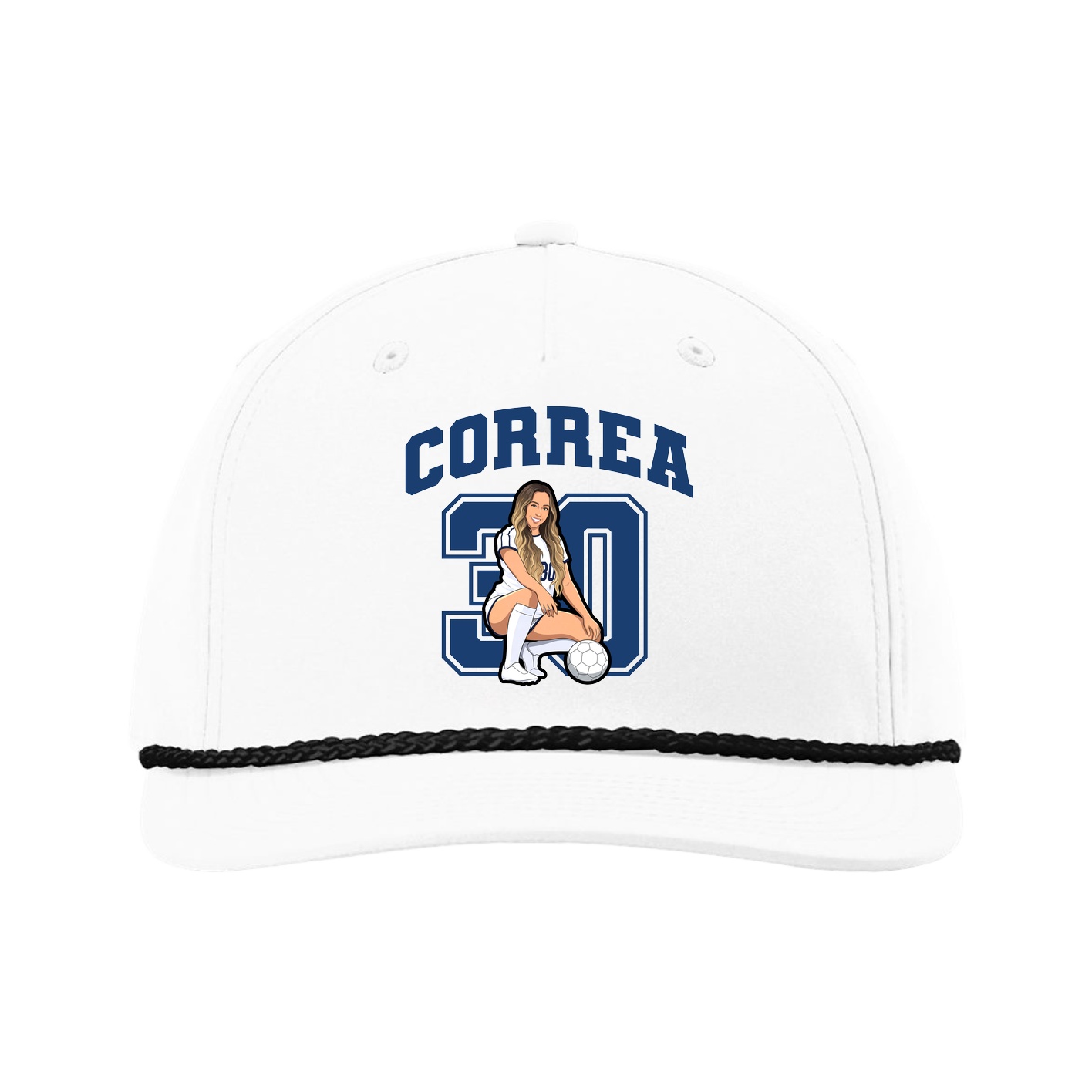 Five-Panel Classic Rope Cap — Number in White