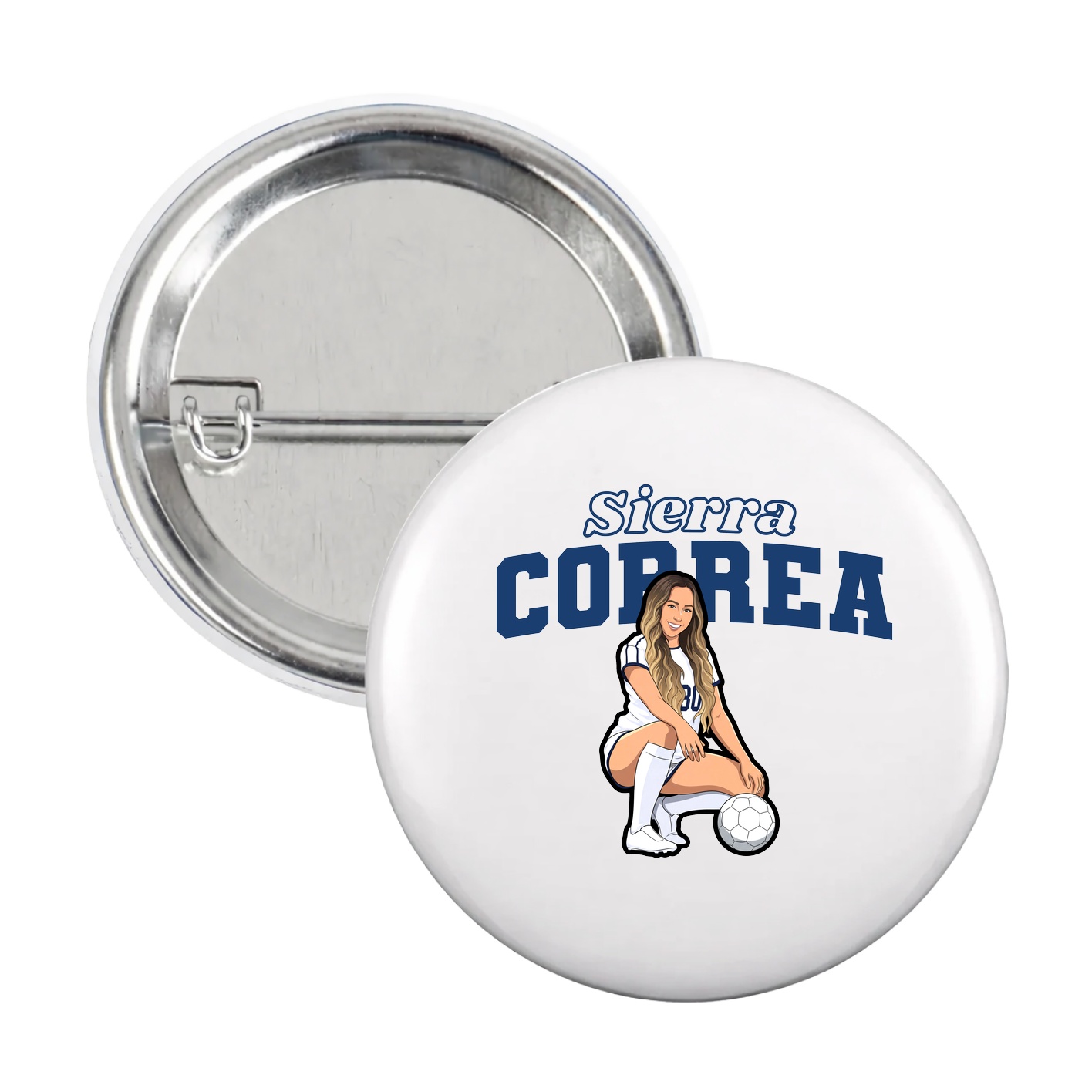 Game Day Button — Name Arch in White