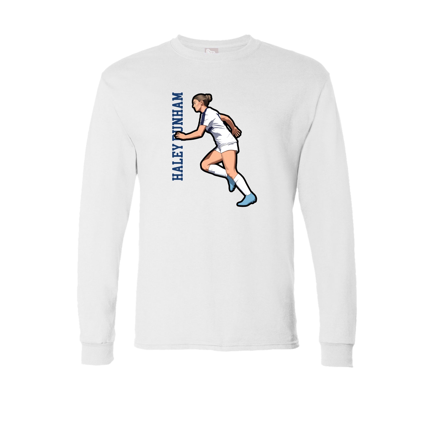 Long Sleeve Tee — Name Vertical in White