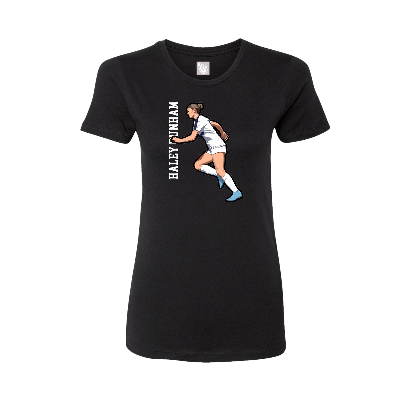 Fitted Women's Tee — Name Vertical in Black