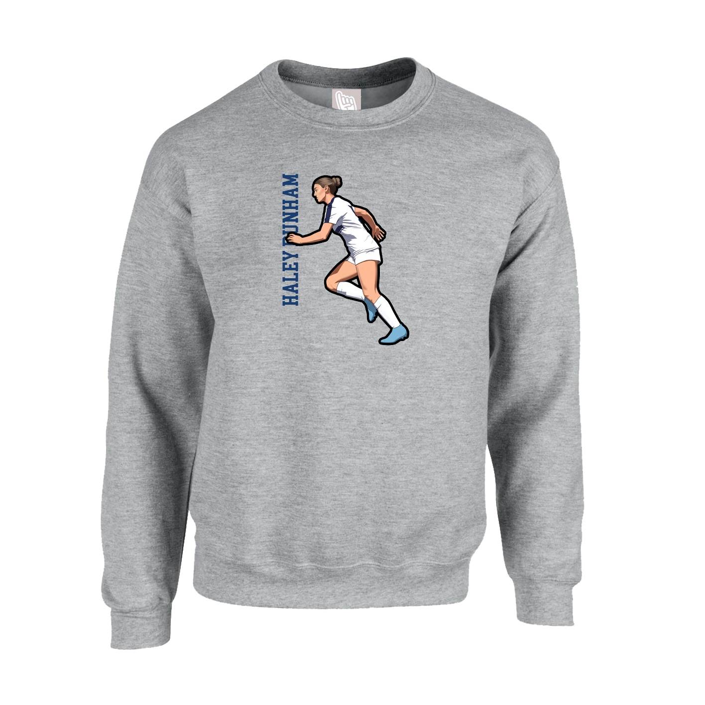 Fleece Crew — Name Vertical in Grey