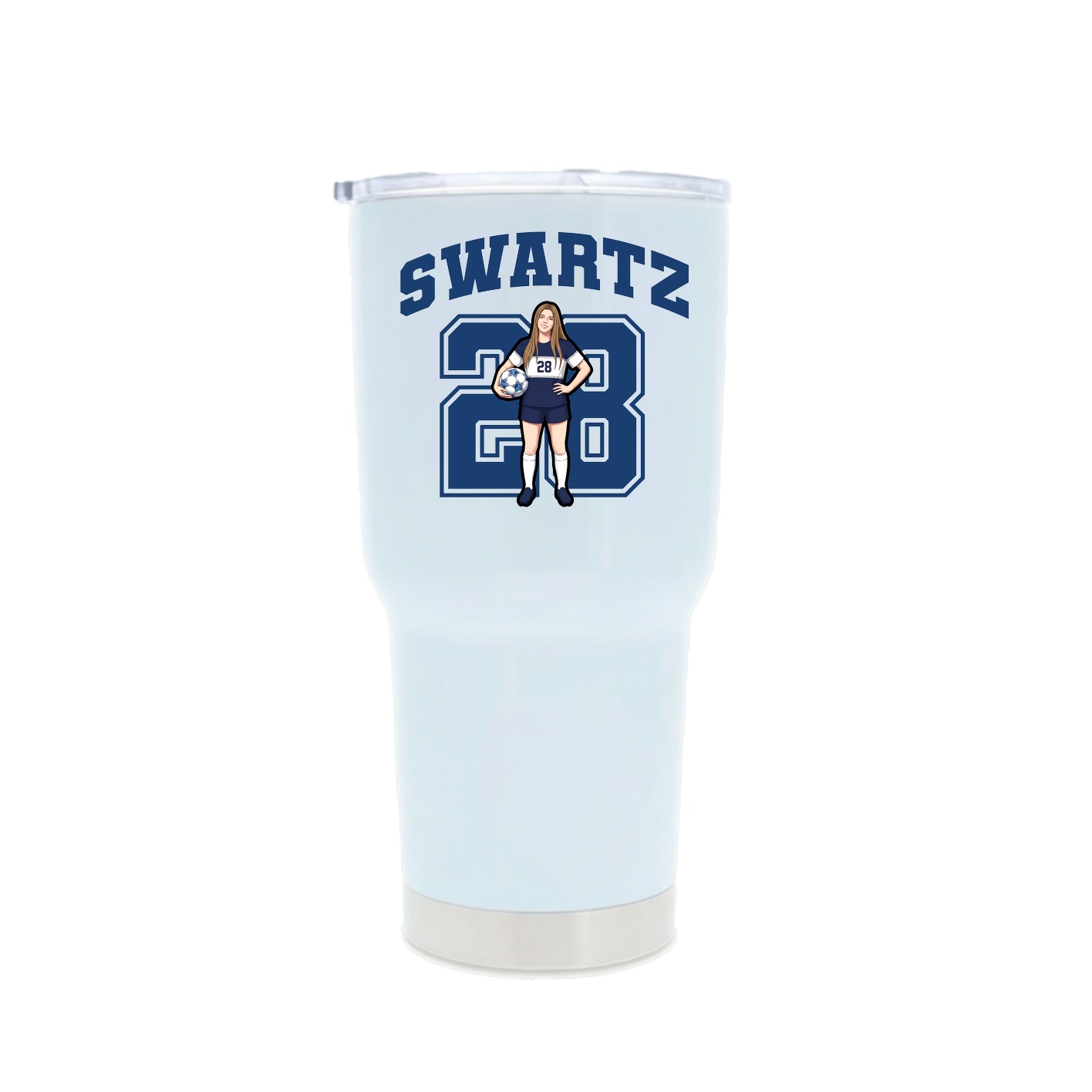 30oz Stainless Steel Tumbler — Number in White