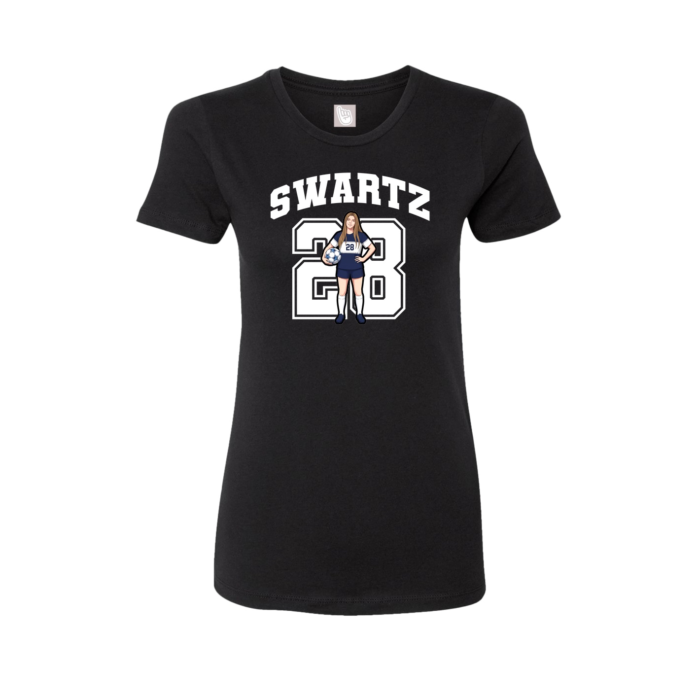 Fitted Women's Tee — Number in Black