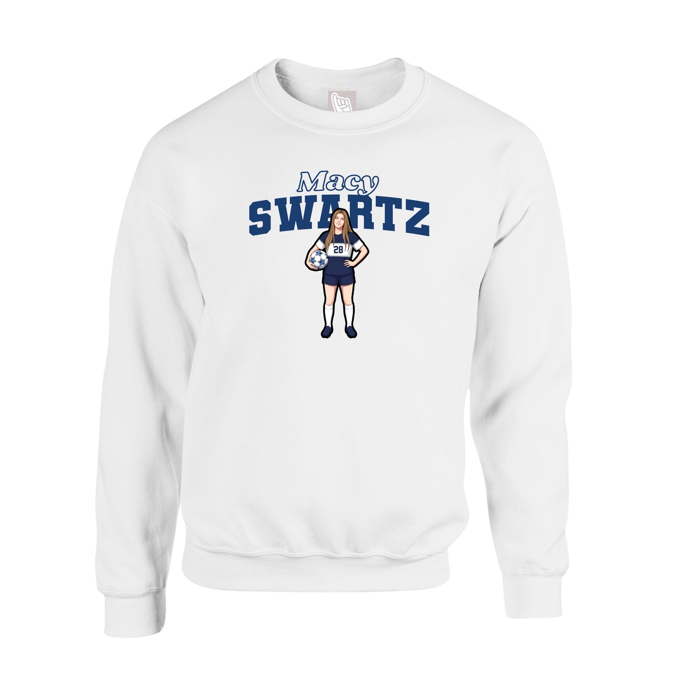 Fleece Crew — Name Arch in White
