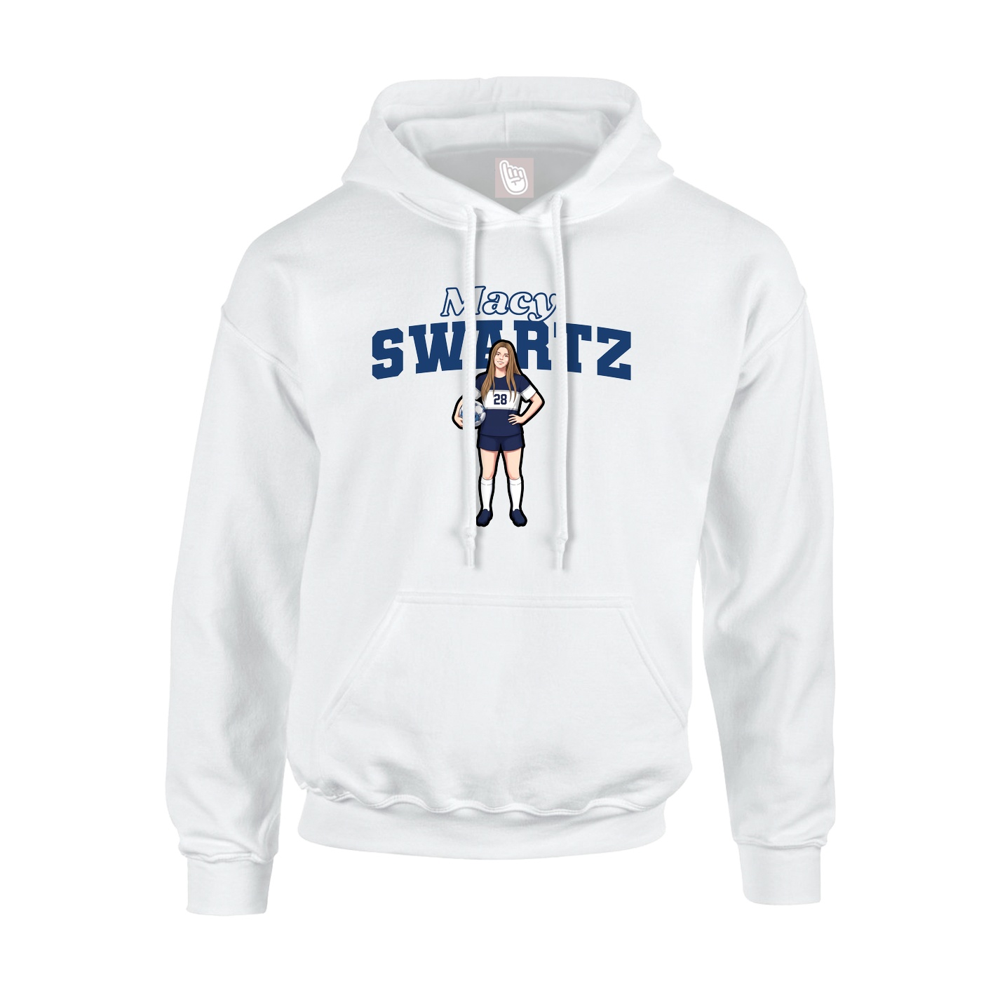 Youth Hoodie — Name Arch in White