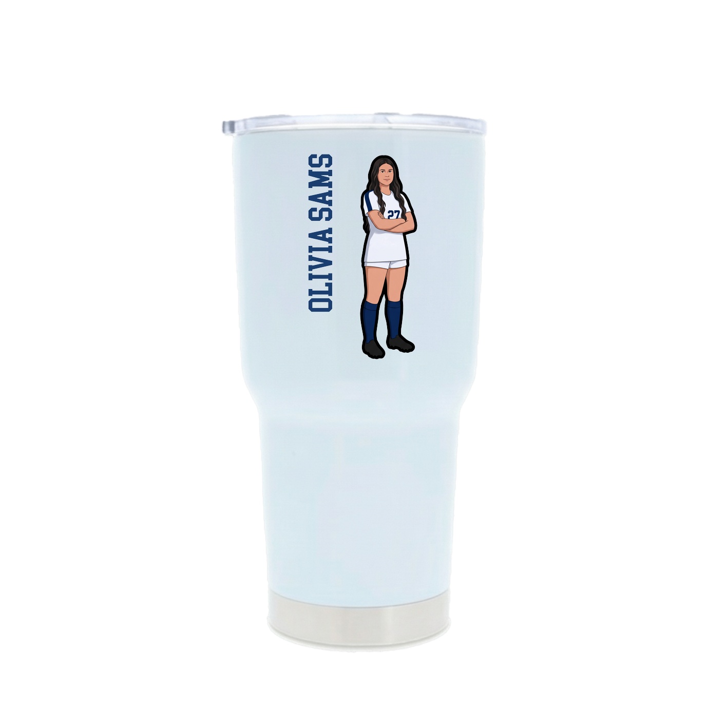 30oz Stainless Steel Tumbler — Name Vertical in White